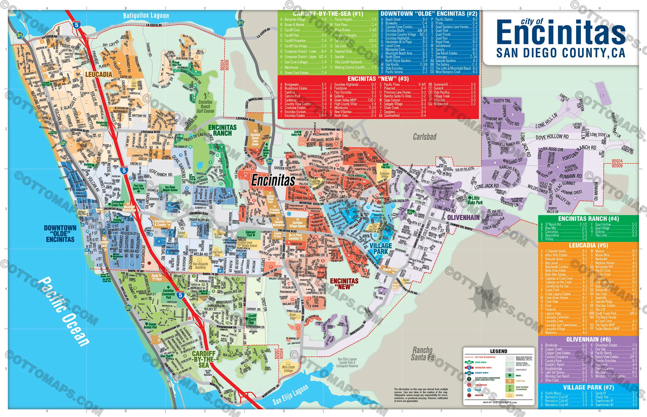 Encinitas Map - San Diego County, CA - FILES - PDF and AI, editable, vector, royalty free - Image 3