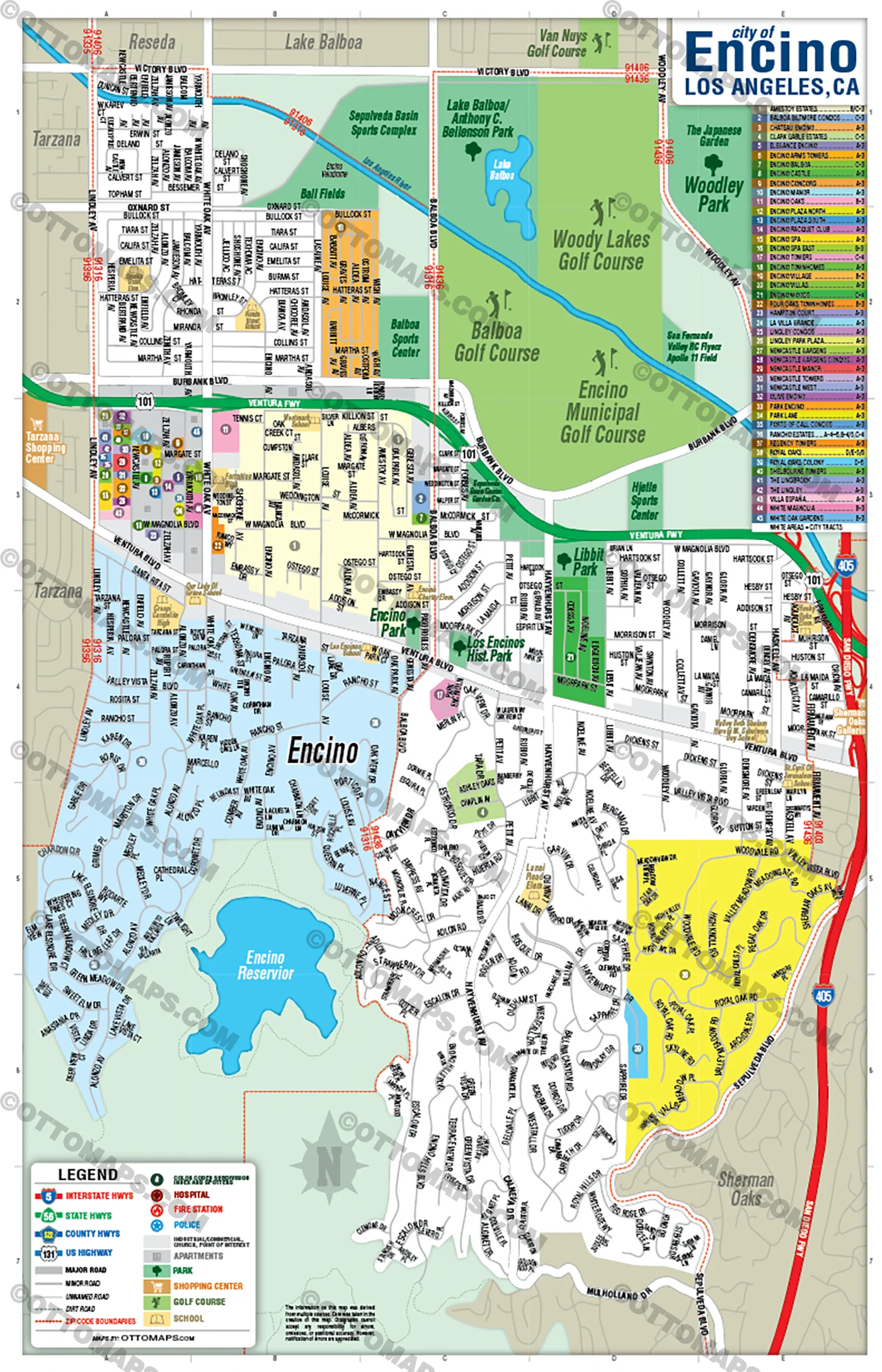 Encino Map, Los Angeles County, CA - FILES - PDF, AI, editable, vector, royalty free - Image 3