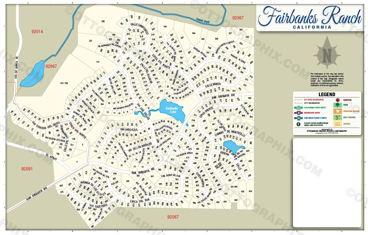 Fairbanks Ranch Map, San Diego County, CA - FILES - PDF and AI, editable, vector, royalty free - Image 2