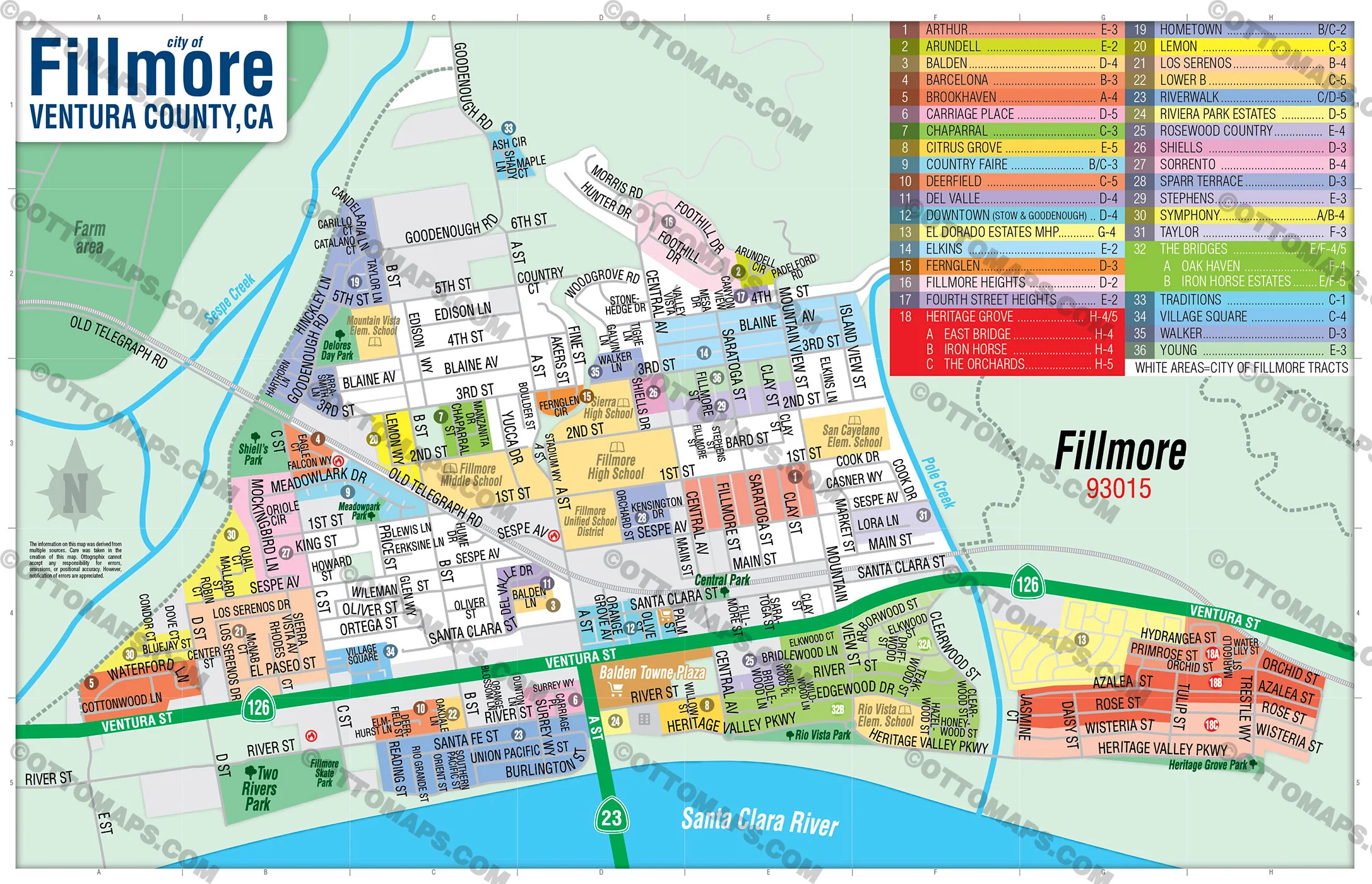 Fillmore Map, Ventura County, CA - FILES - PDF and AI, editable, vector, royalty free - Image 2