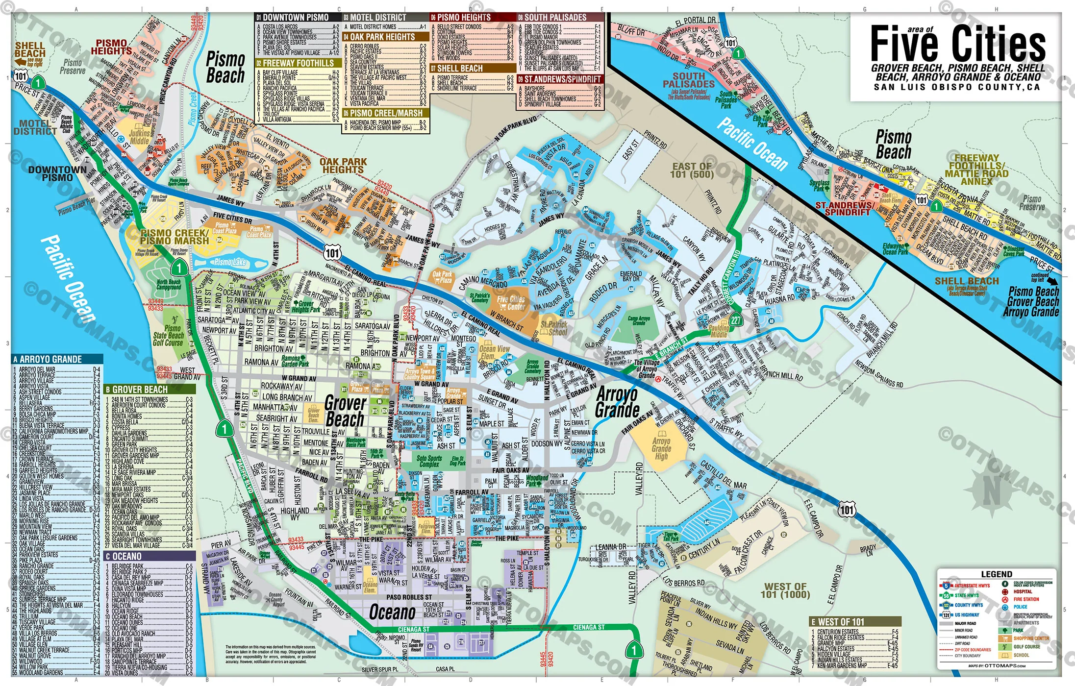 Five Cities Map - San Luis Obispo County - FILES - PDF and AI, editable, vector, royalty free - Image 3