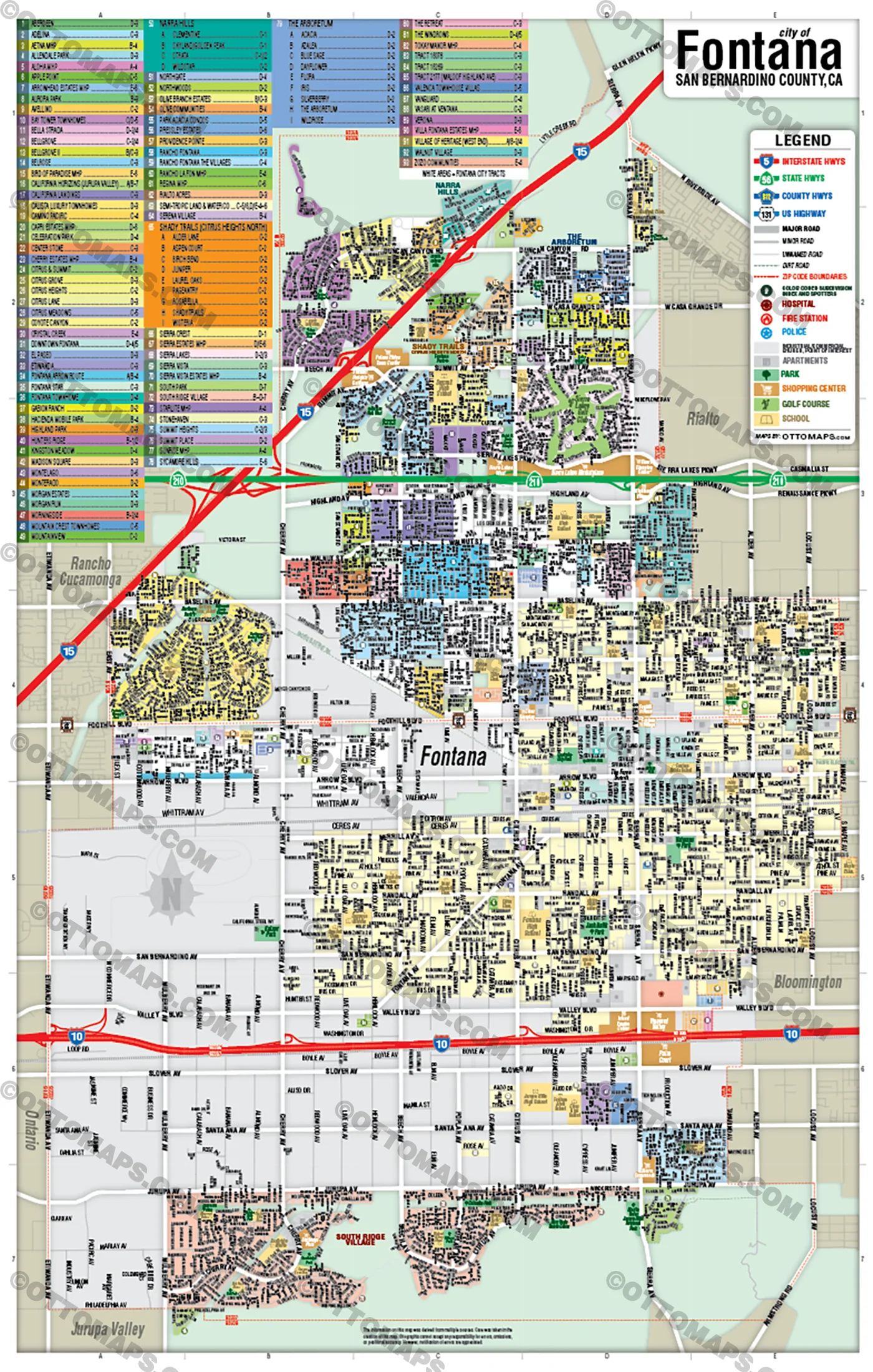 Fontana Map, San Bernardino County - FILES - PDF and AI, editable, vector, royalty free - Image 3