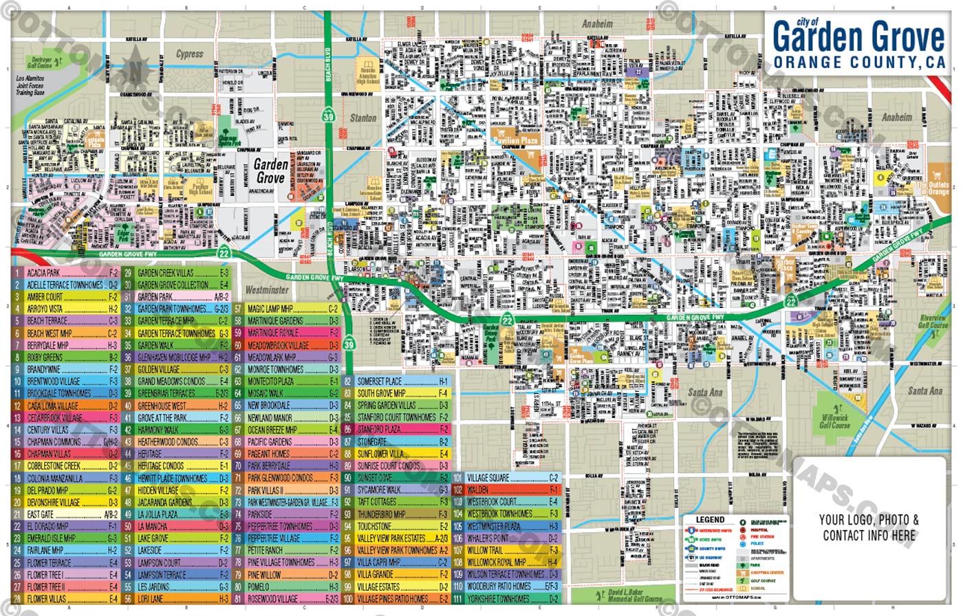 Garden Grove Map, Orange County, CA - FILES - PDF and AI Files, editable, vector, royalty free - Image 3