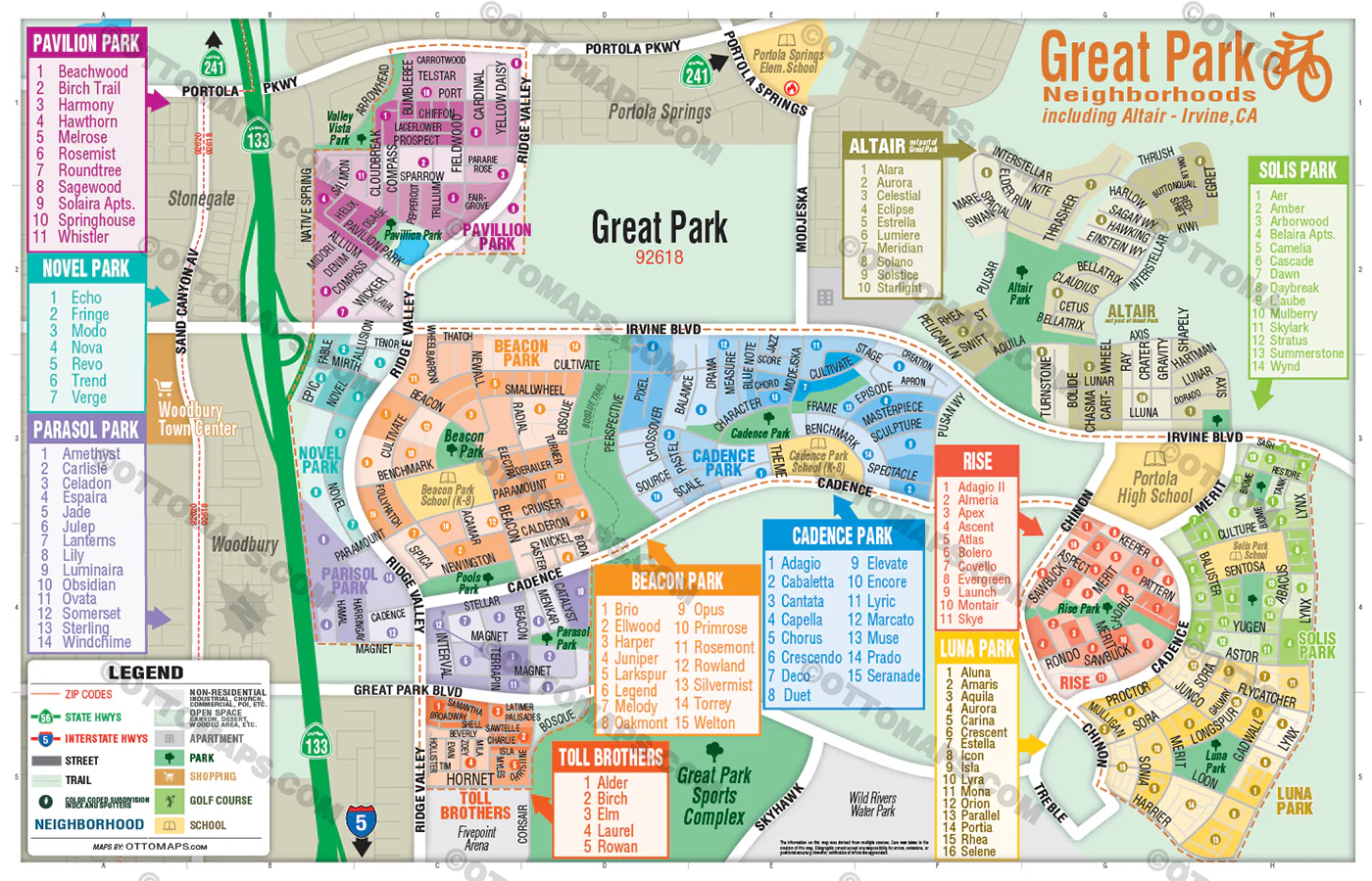 Great Park Map, Irvine, CA - includes Altair - POSTER PRINTS - Image 2