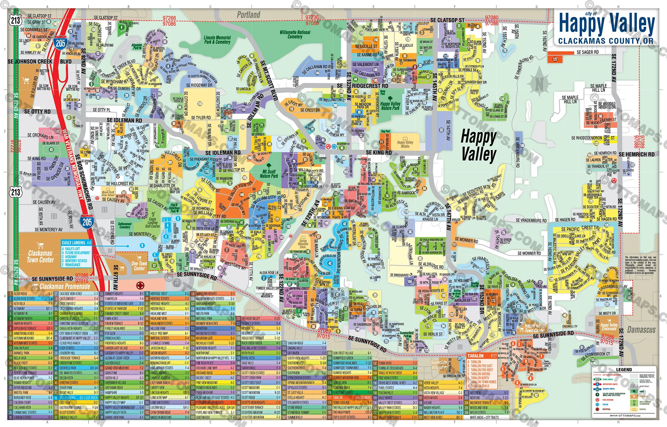 Happy Valley Map, Clackamas County, OR - FILES - PDF and AI, editable, vector, royalty free - Image 3