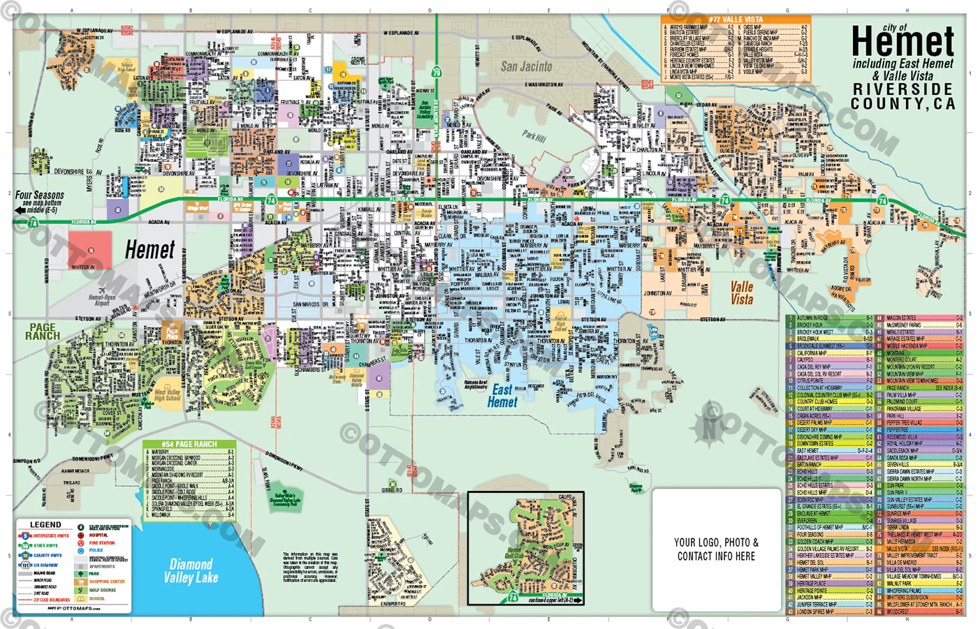 Hemet Map, Riverside County, CA - FILES - PDF and AI Files, editable, vector, royalty free - Image 2