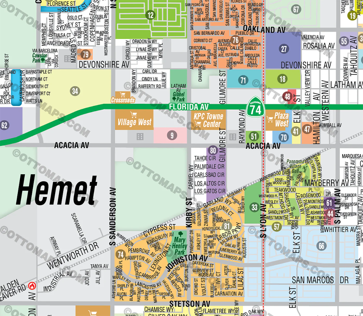 Hemet Map, Riverside County, CA - FILES - PDF and AI Files, editable, vector, royalty free - Image 3