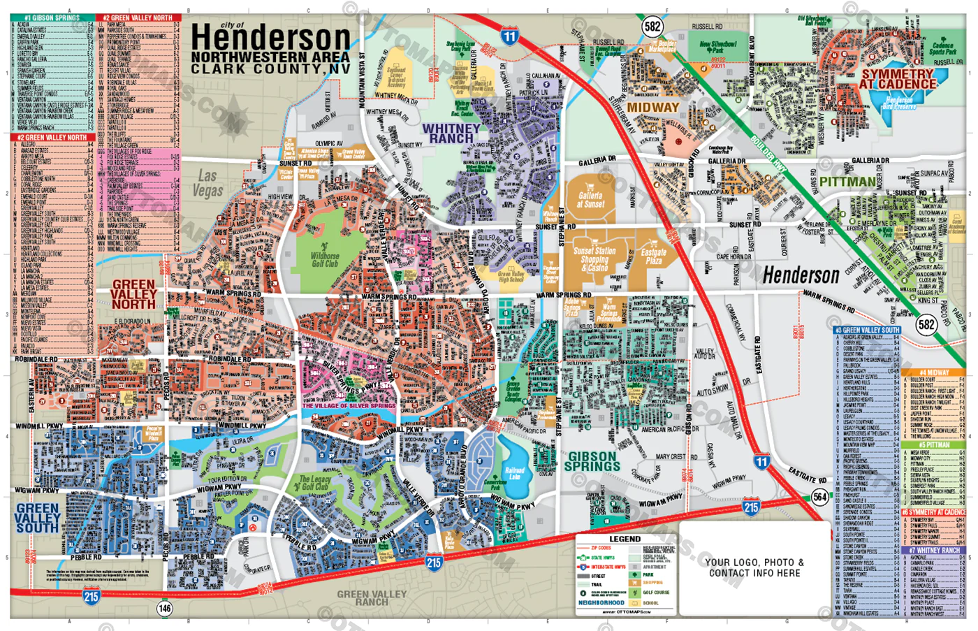 Henderson Map - NORTHWEST, Clark County, NV - FILES - PDF and AI, editable, vector, royalty free - Image 3