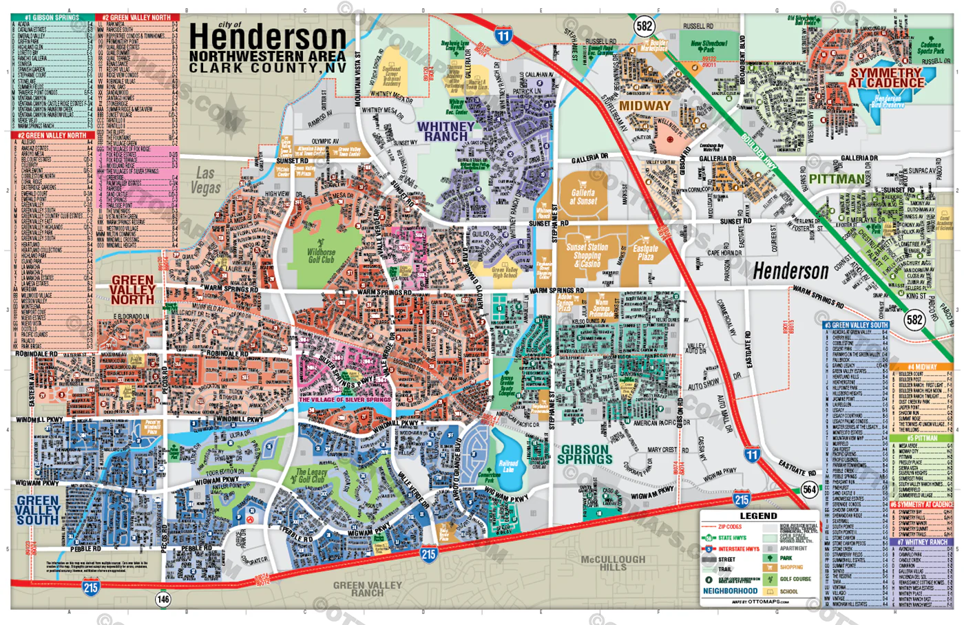 Henderson Map - NORTHWEST, Clark County, NV - POSTER PRINTS - Image 2