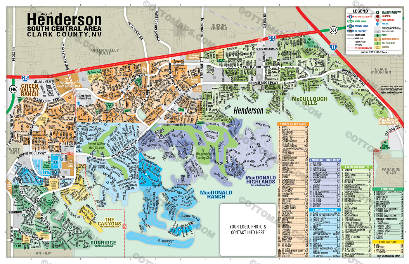 Henderson Map - SOUTH CENTRAL, Clark County, NV - FILES - PDF and AI - Image 3