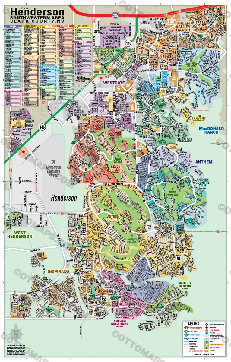 Henderson Map - SOUTHWEST, Clark County, NV - FILES - PDF and AI