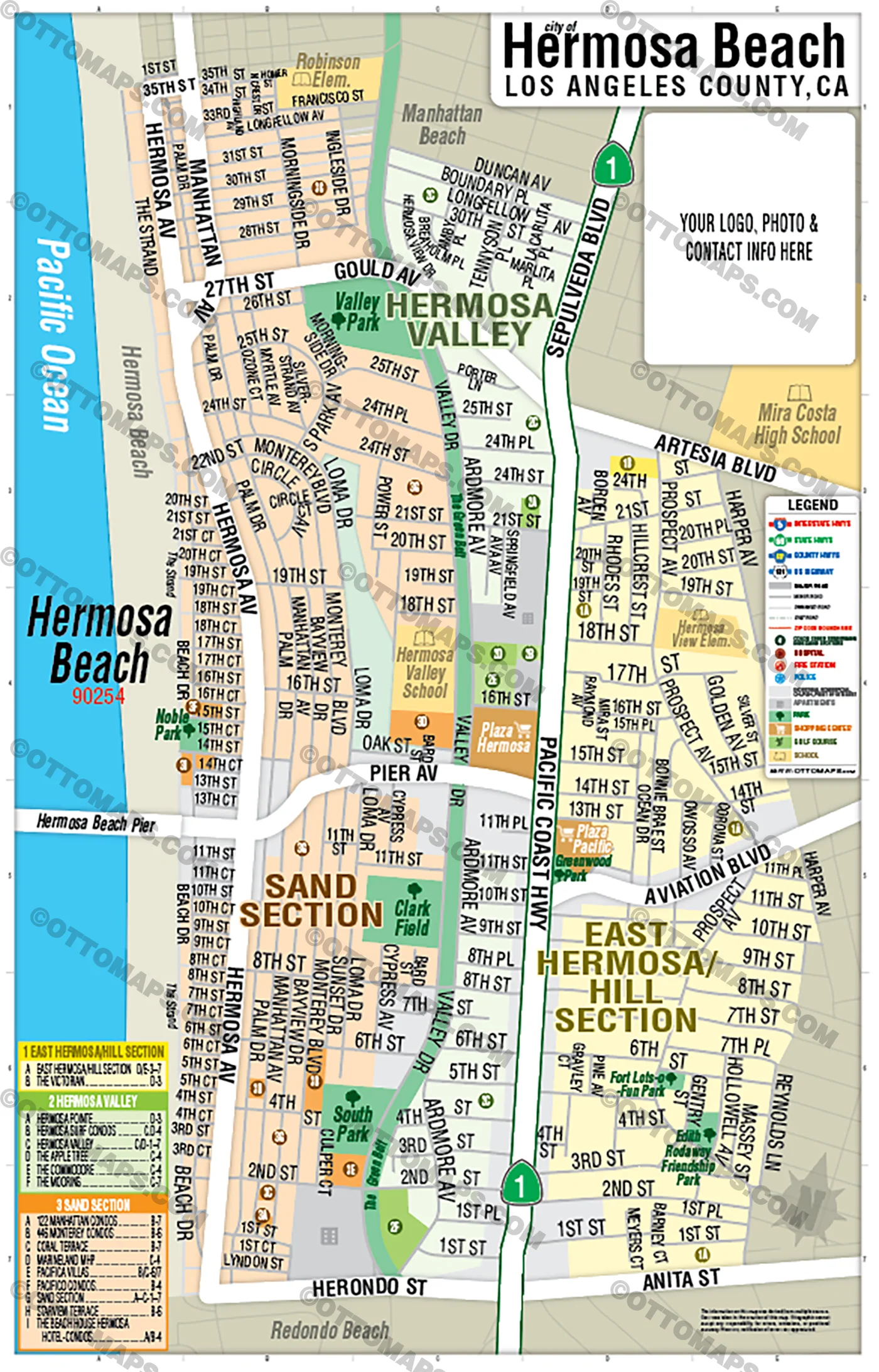 Hermosa Beach Map, Los Angeles, CA - FILES - PDF and AI Files, editable, vector, royalty free - Image 3