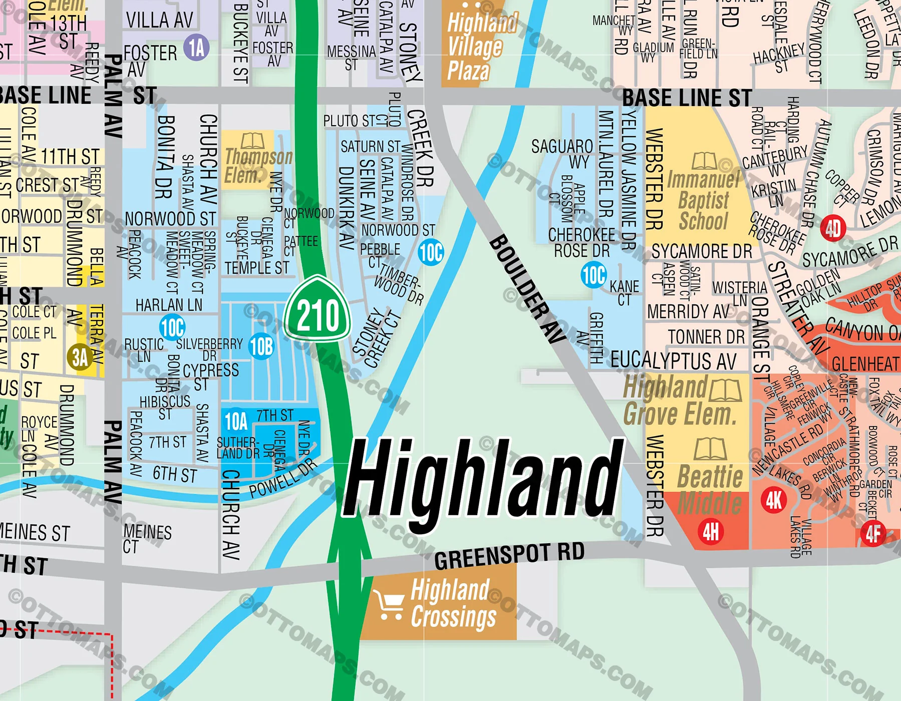 Highland Map, San Bernardino County, CA - FILES - PDF and AI, editable, vector, royalty free - Image 2