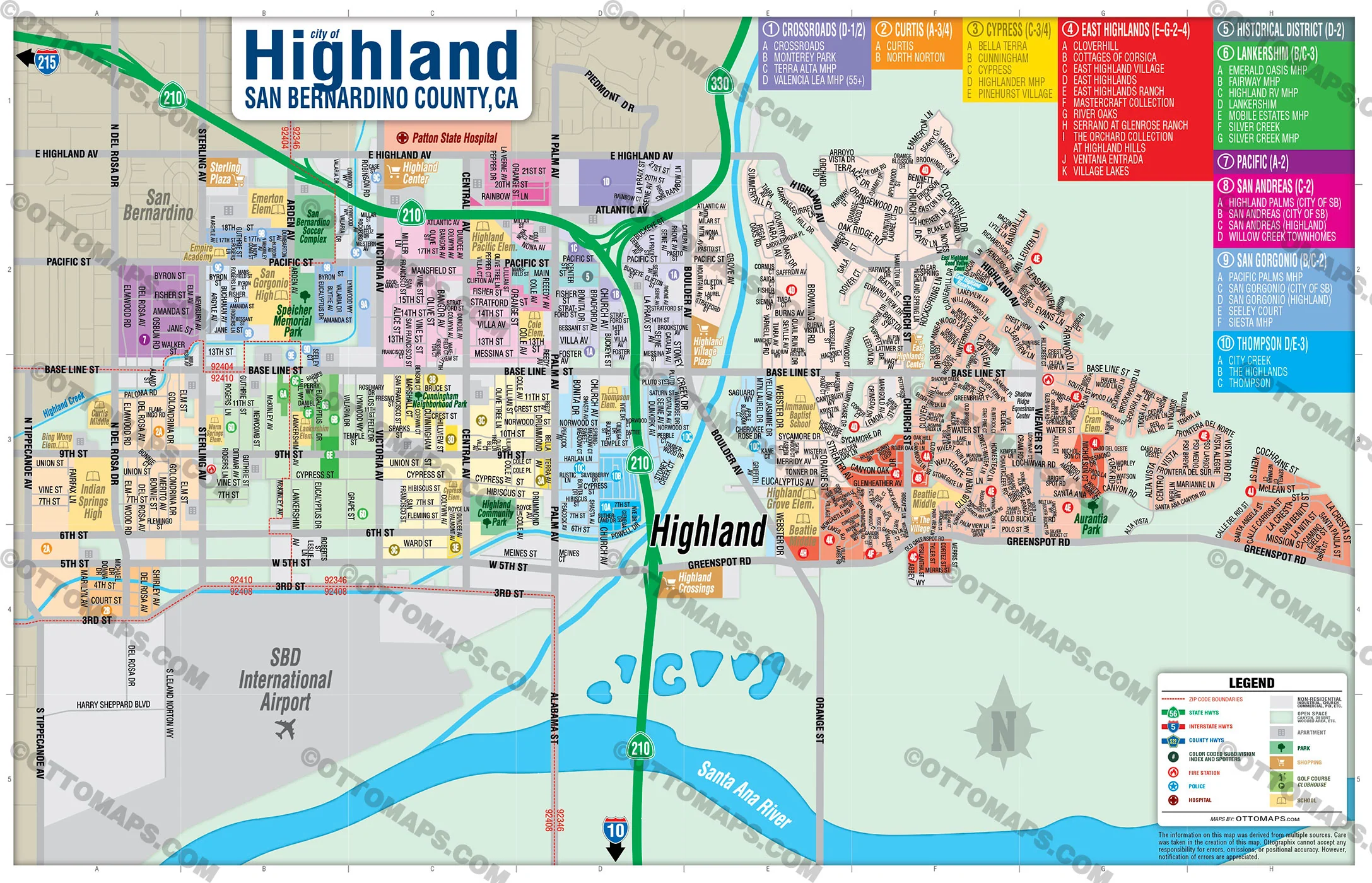 Highland Map, San Bernardino County, CA - FILES - PDF and AI, editable, vector, royalty free - Image 3