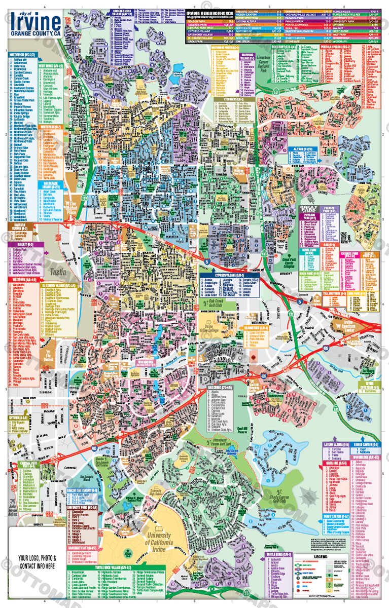 Irvine Map, Orange County, CA - FILES - PDF and AI Files, editable, vector - Image 3