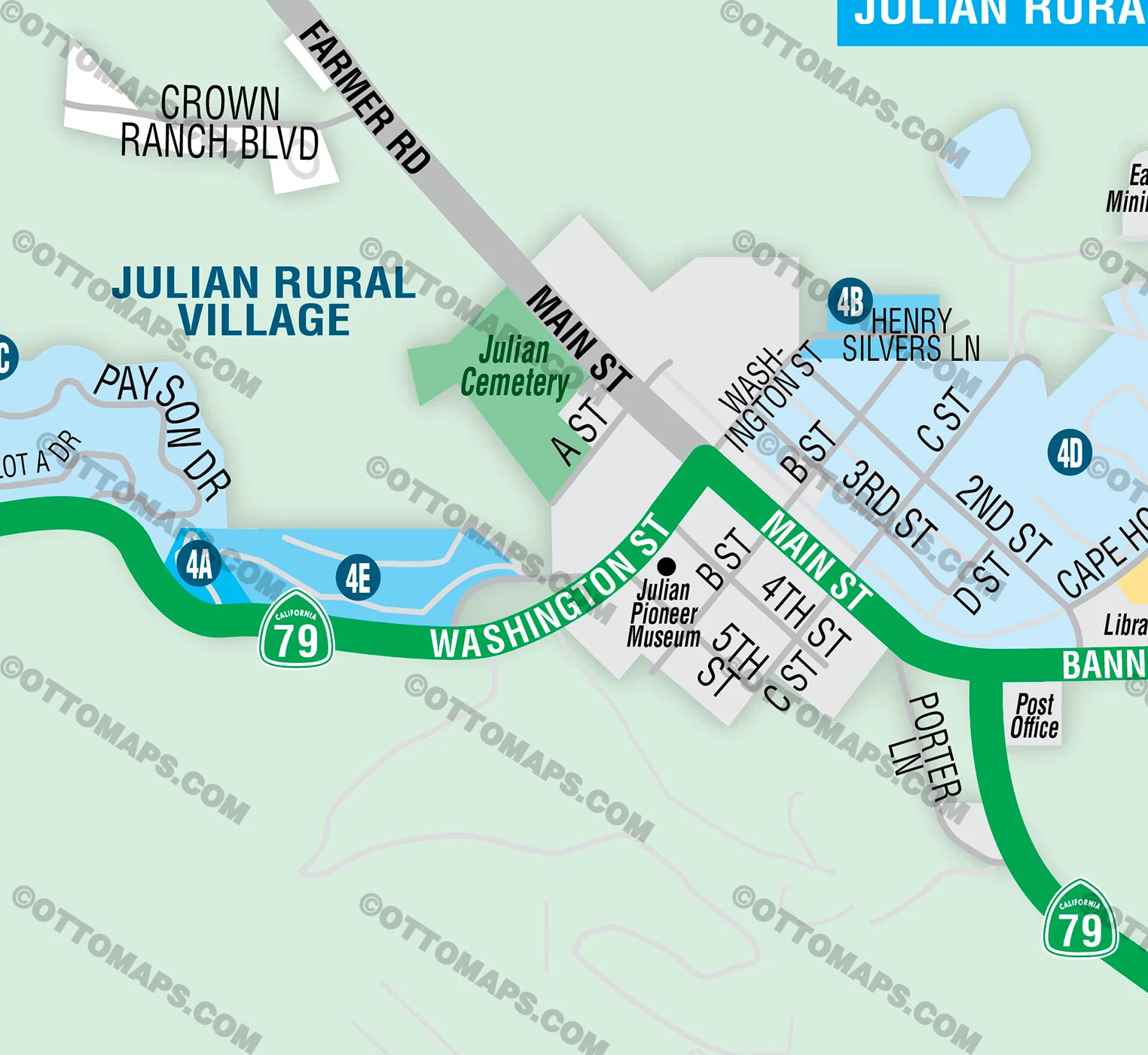 Julian Map, Julian Community Planning Area, San Diego County, CA - FILES - PDF and AI, editable, vector, royalty free - Image 2