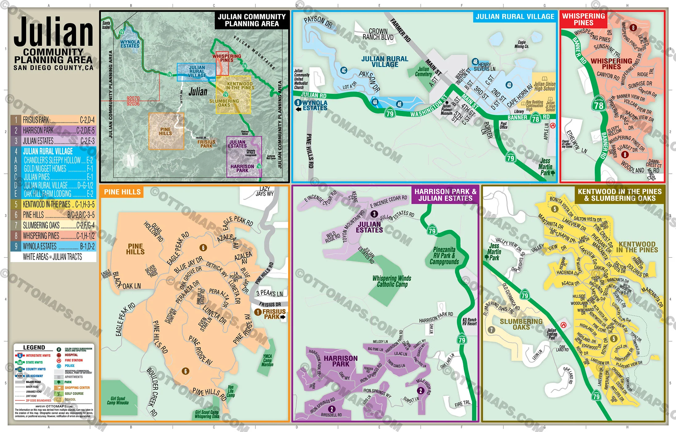 Julian Map, Julian Community Planning Area, San Diego County, CA - FILES - PDF and AI, editable, vector, royalty free - Image 3