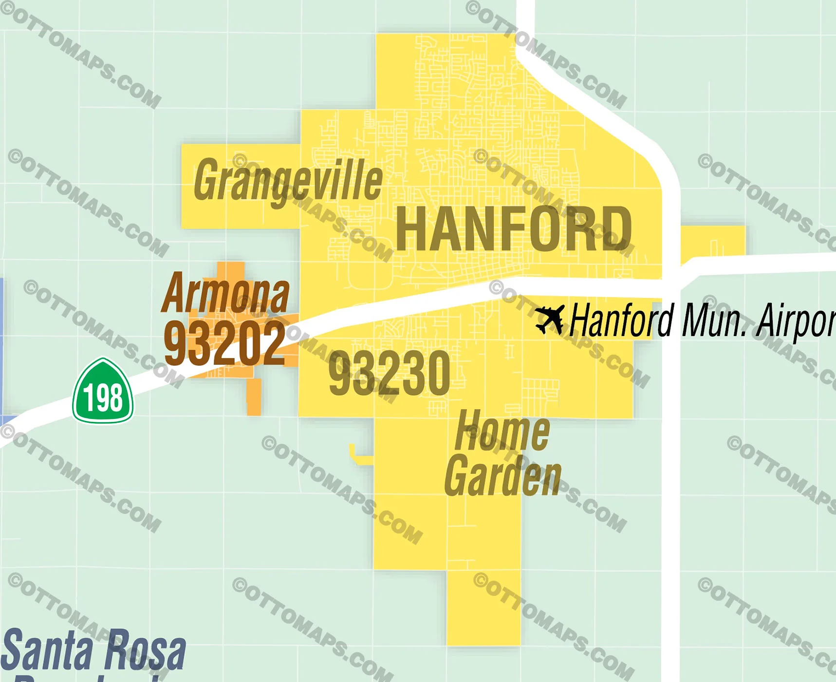 Kings County Zip Code Map - California - FILES - PDF and AI, editable, vector, royalty free - Image 2