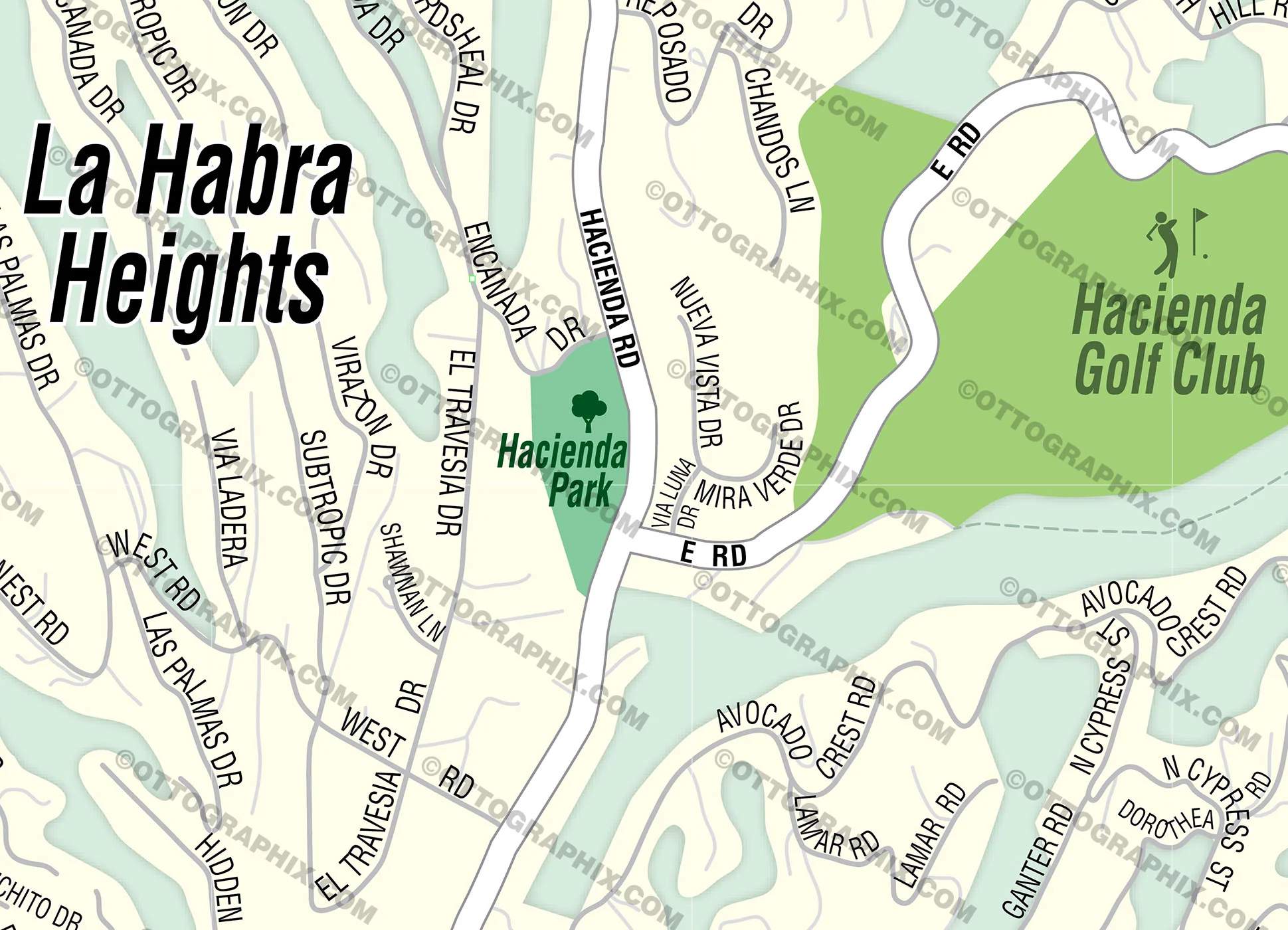 La Habra Heights Map, Los Angeles County, CA - FILES - PDF and AI, editable, vector, royalty free - Image 2