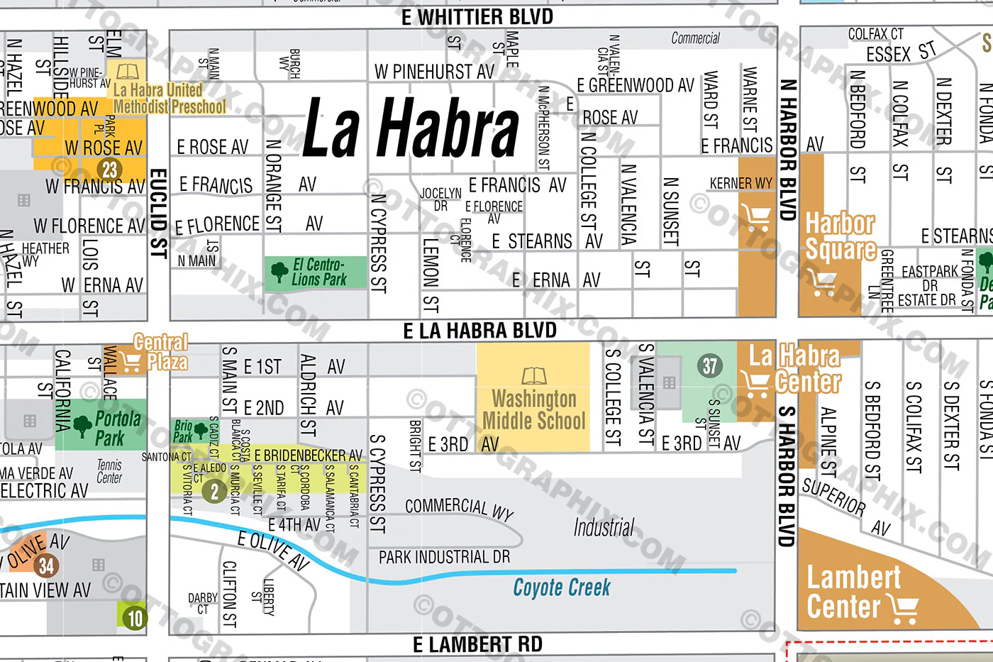 La Habra Map, Orange County, CA - FILES - PDF and AI, editable, vector, royalty free - Image 2