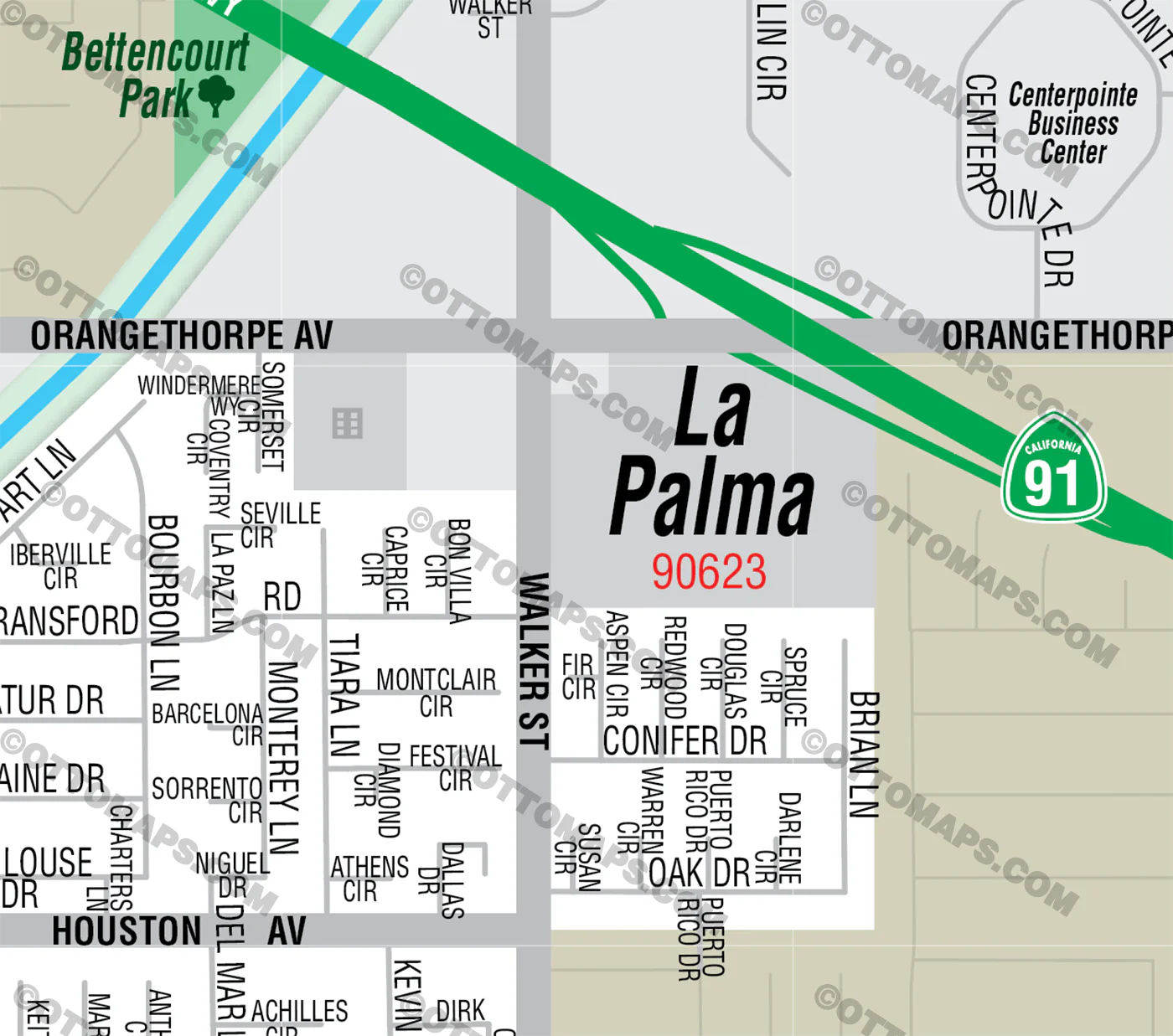 La Palma Map, Orange County - FILES - PDF and AI, editable, vector, royalty free - Image 2