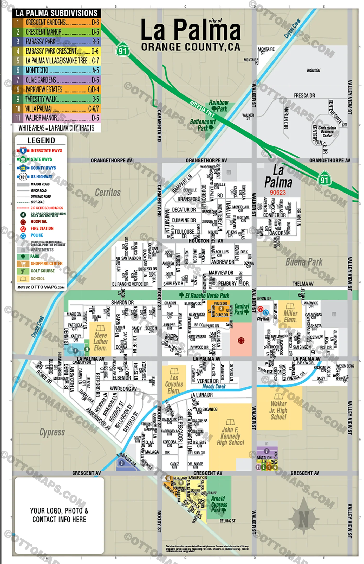 La Palma Map, Orange County - FILES - PDF and AI, editable, vector, royalty free - Image 3