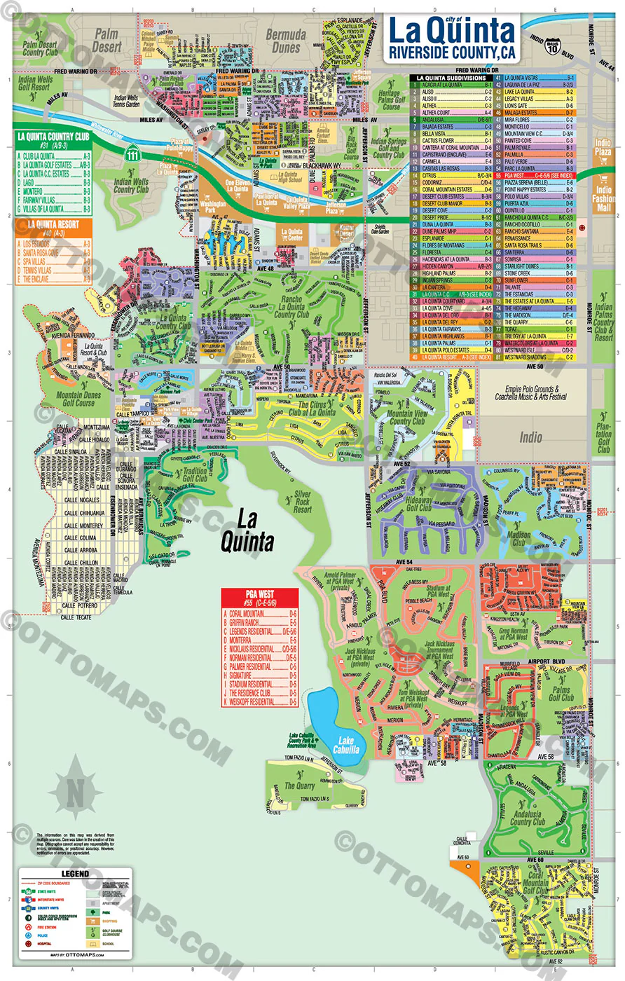La Quinta Map, Riverside County, CA - POSTER PRINTS - Image 2