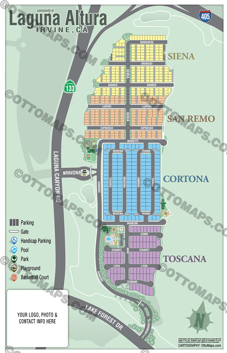 Laguna Altura Map, Irvine, CA - FILES - PDF and AI, editable, vector, royalty free