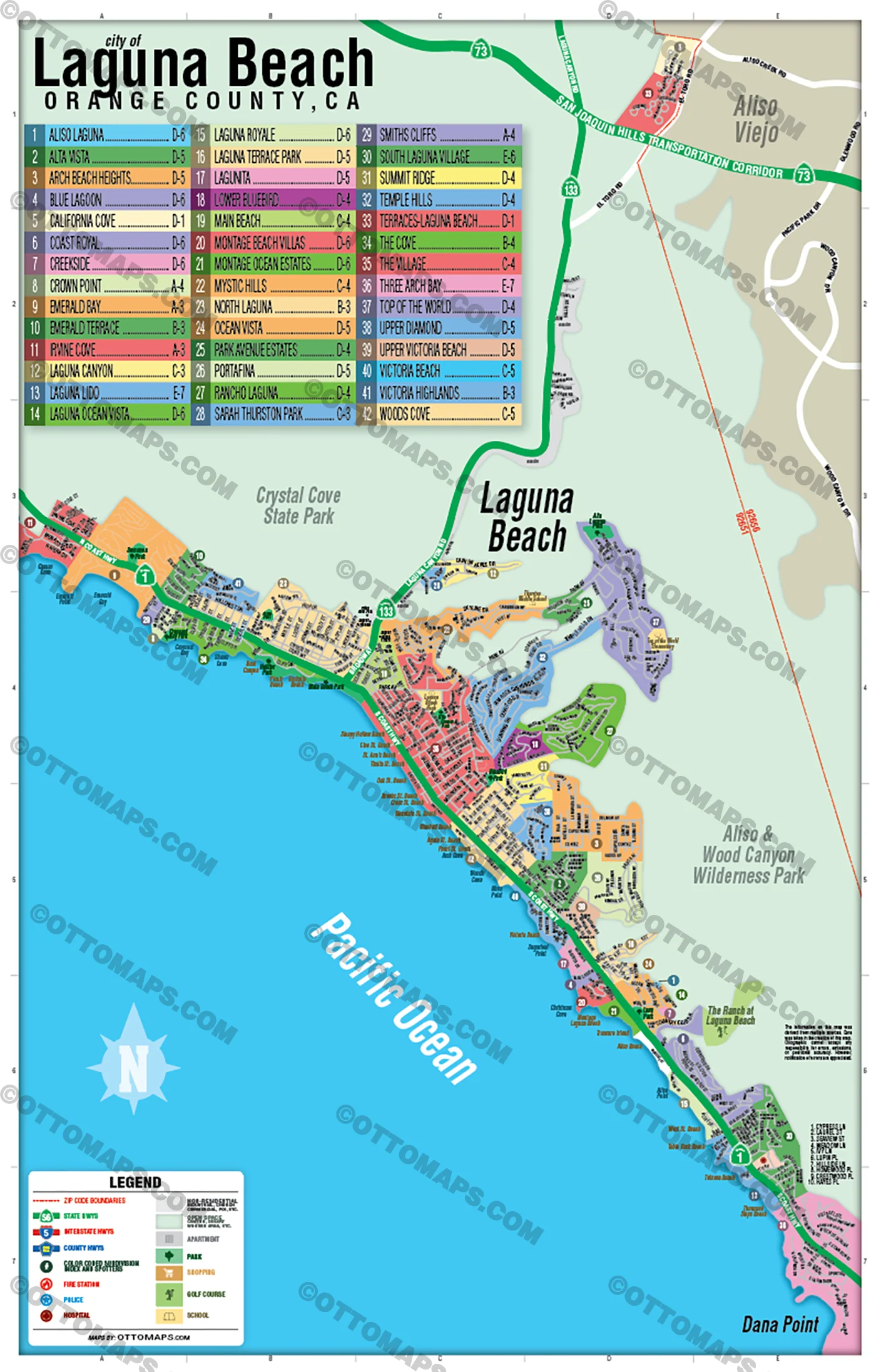 Laguna Beach Map, Orange County, CA - FILES - PDF and AI, editable, vector, royalty free - Image 3