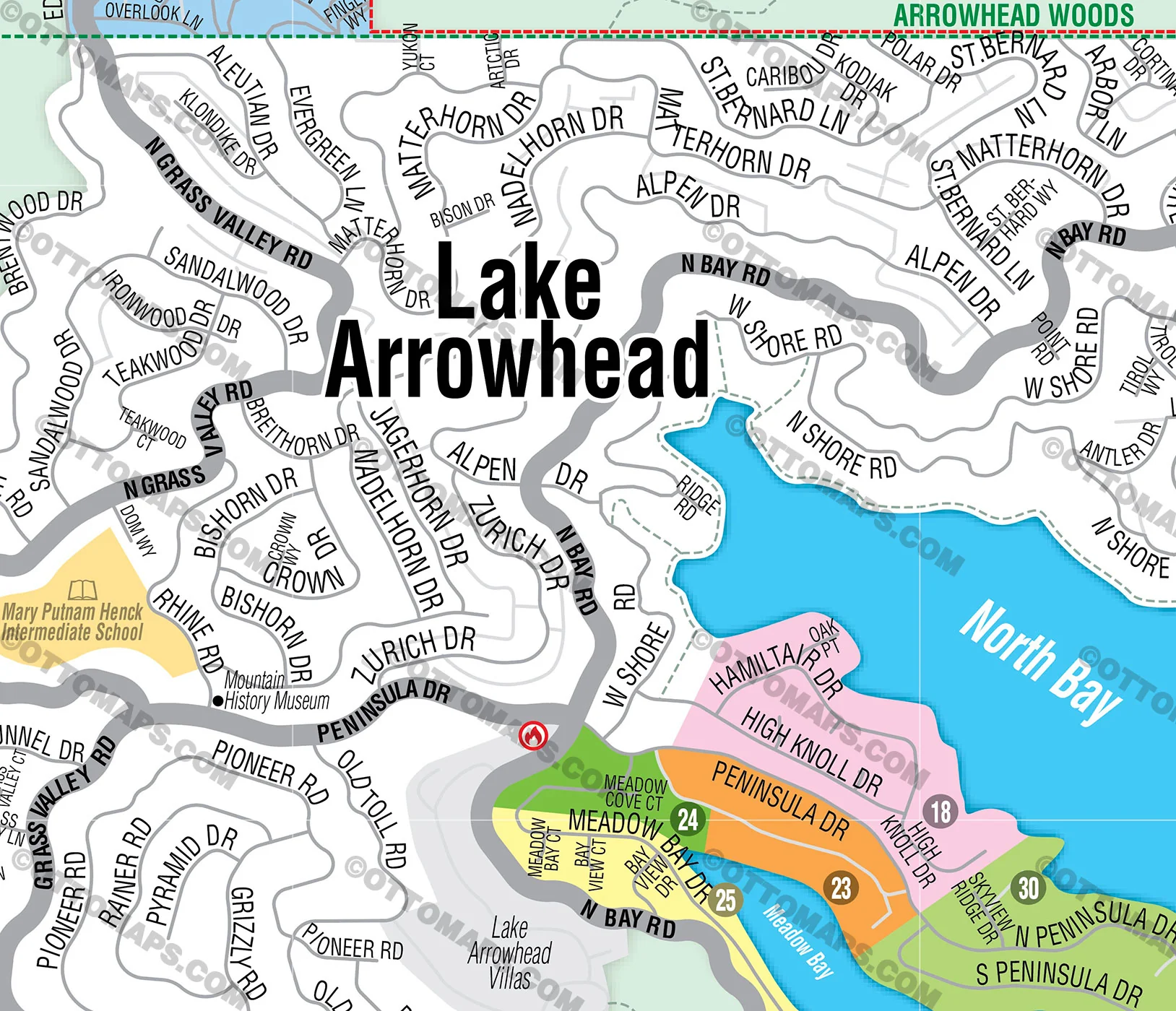 Lake Arrowhead Map, San Bernardino County, CA - FILES - PDF and AI Files, editable, vector, royalty free - Image 2