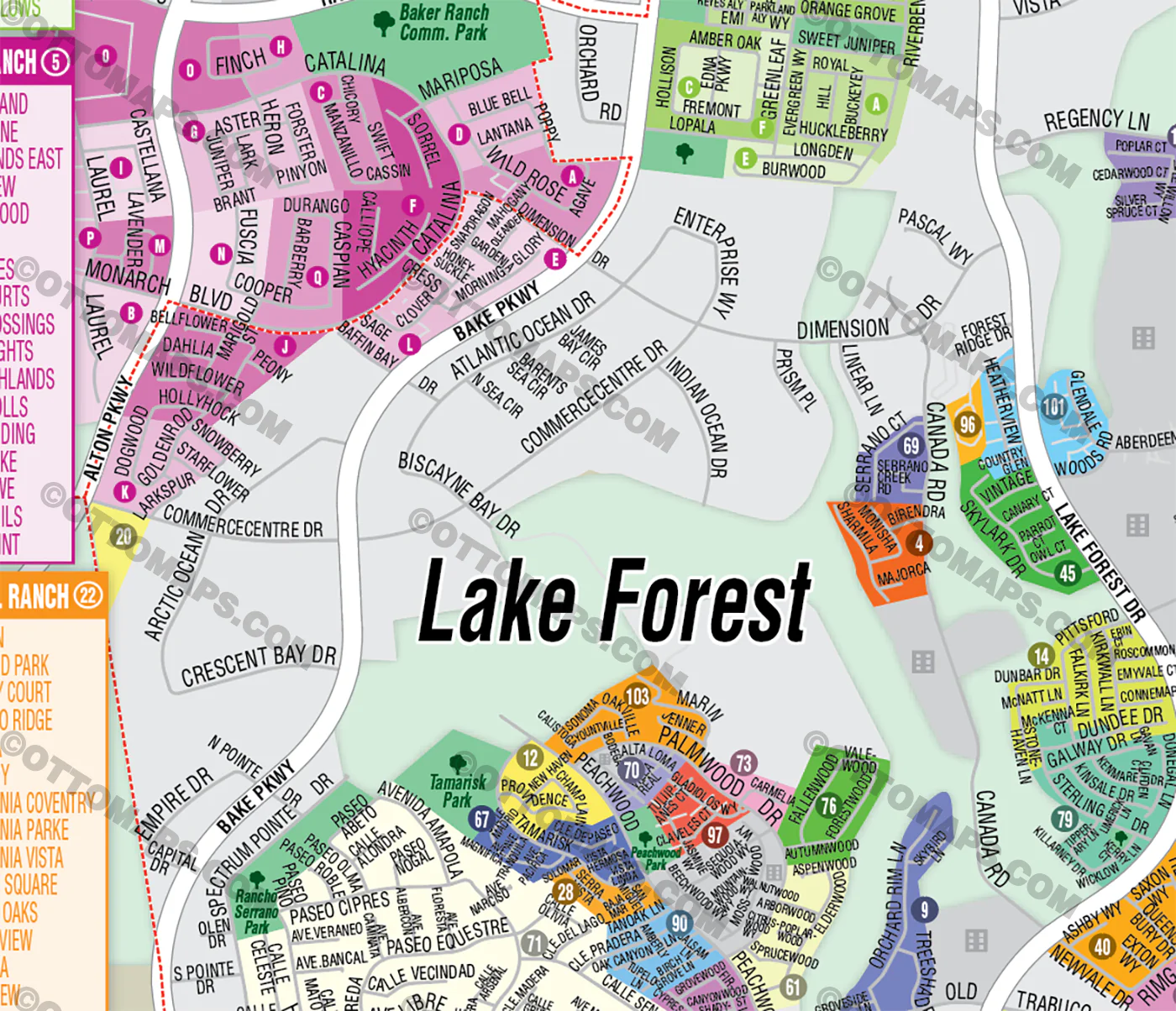 Lake Forest Map, Orange County, CA - FILES - PDF and AI, editable, vector, royalty free - Image 2