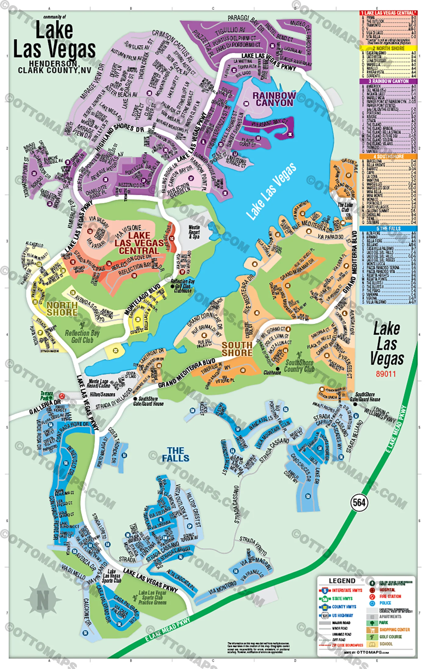 Lake Las Vegas Map, Henderson, Clark County, NV - FILES - PDF and AI, editable, vector, royalty free - Image 3