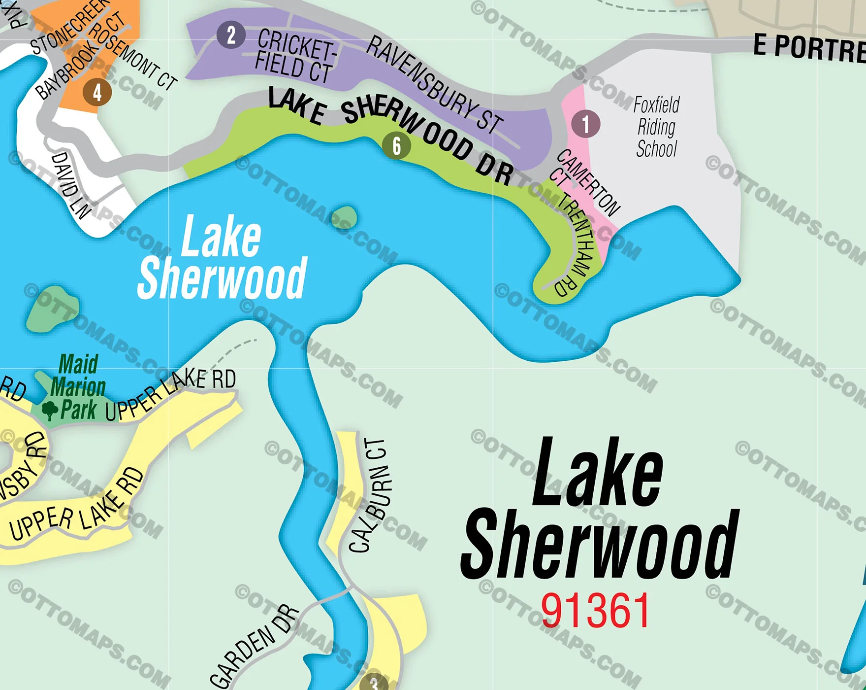 Lake Sherwood Map with Hidden Valley, Ventura County, CA - FILES - PDF and AI Files, editable, vector, royalty free - Image 2