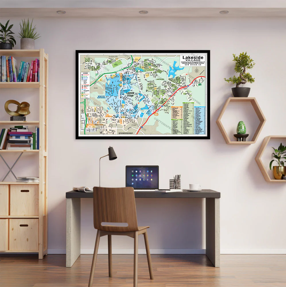 Lakeside Map, San Diego County, CA - POSTER PRINTS - Image 2