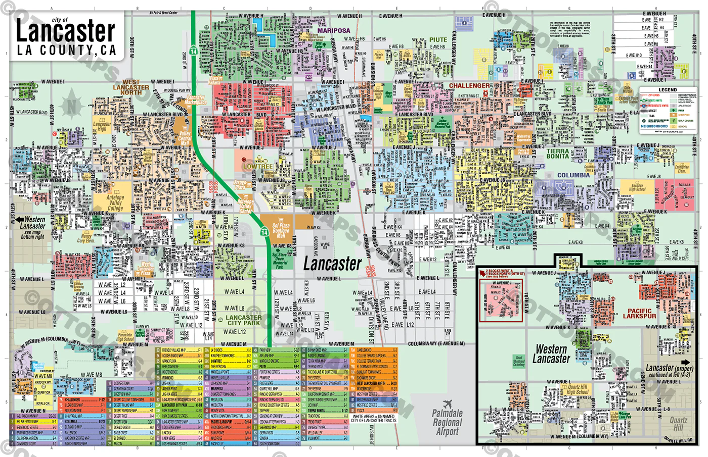 Lancaster Map, Los Angeles County, CA - FILES - PDF and AI Files, editable, vector, royalty free