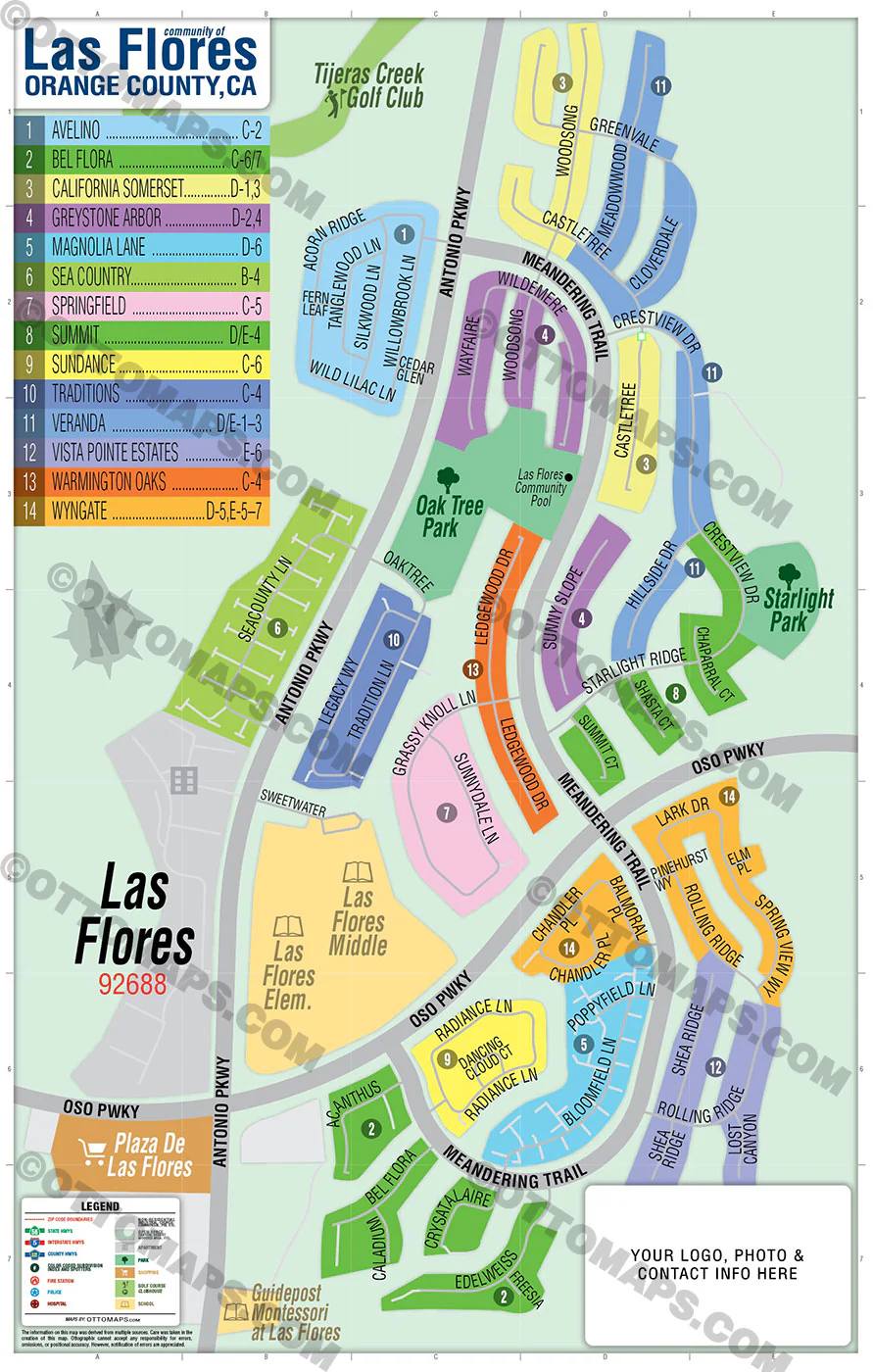 Las Flores Map, Orange County, CA - FILES - PDF and AI Files, editable, vector, royalty free - Image 2