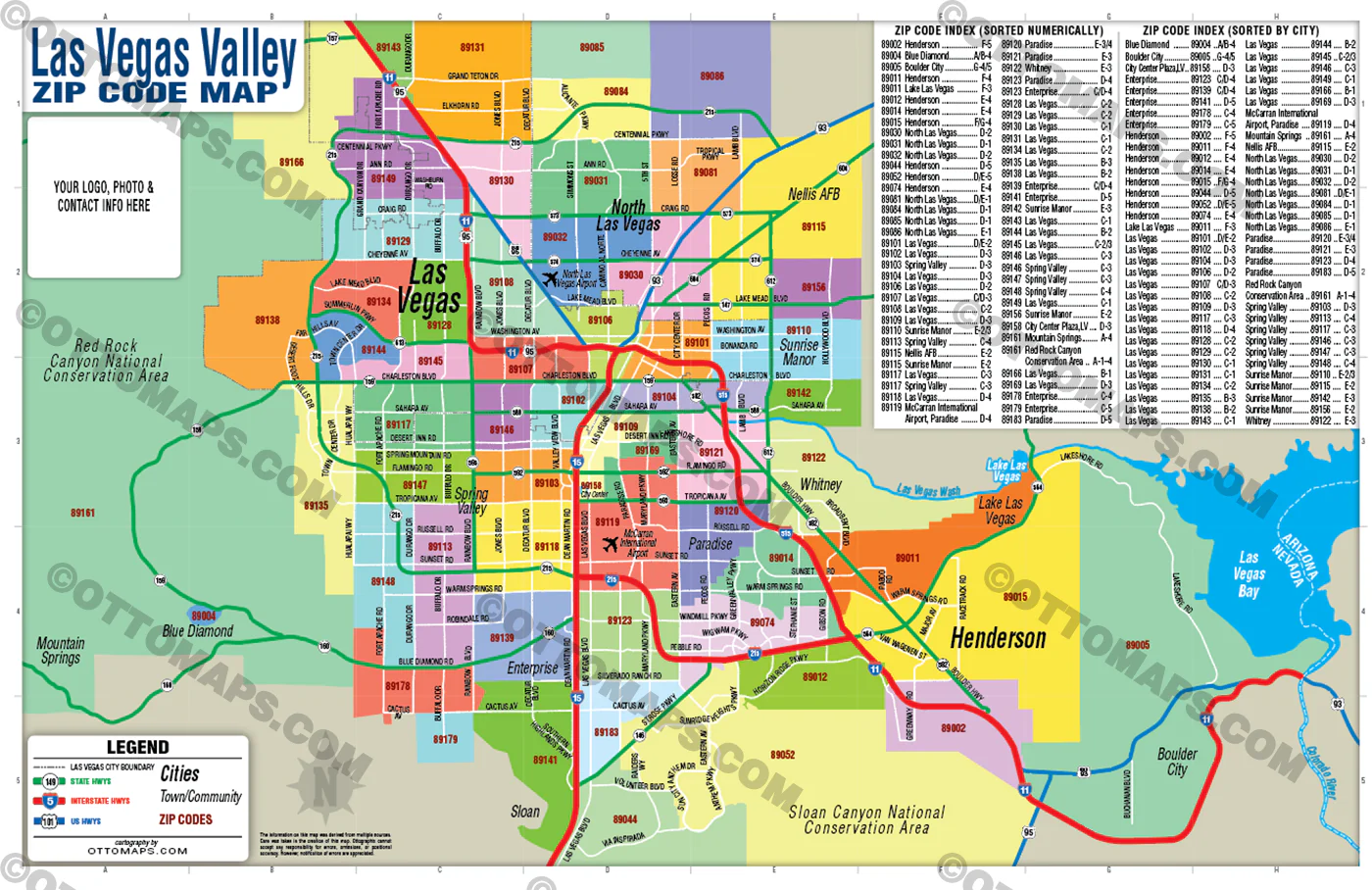 Las Vegas Valley Zip Code Map - FILES - PDF and AI Files, editable, vector, royalty free - Image 3