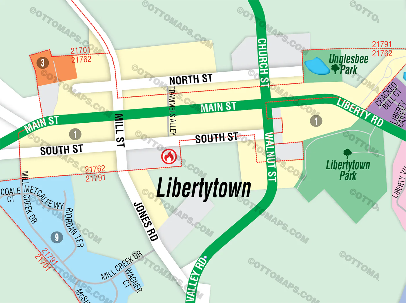 Libertytown Map, Frederick County, MD - FILES - PDF and AI Files, editable, vector, royalty free - Image 2