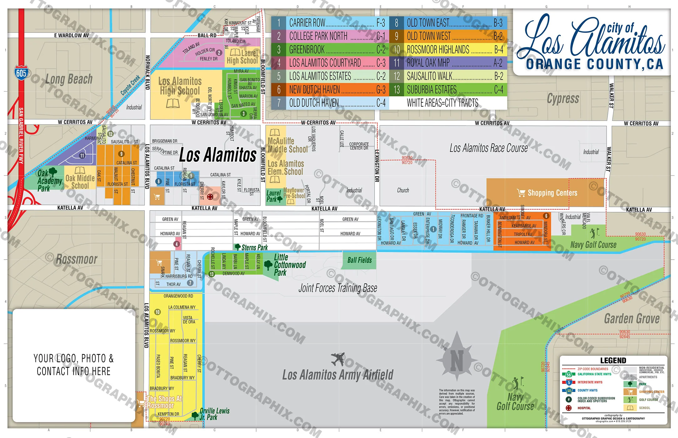 Los Alamitos Map, Orange County, CA - FILES - PDF and AI, editable, vector, royalty free