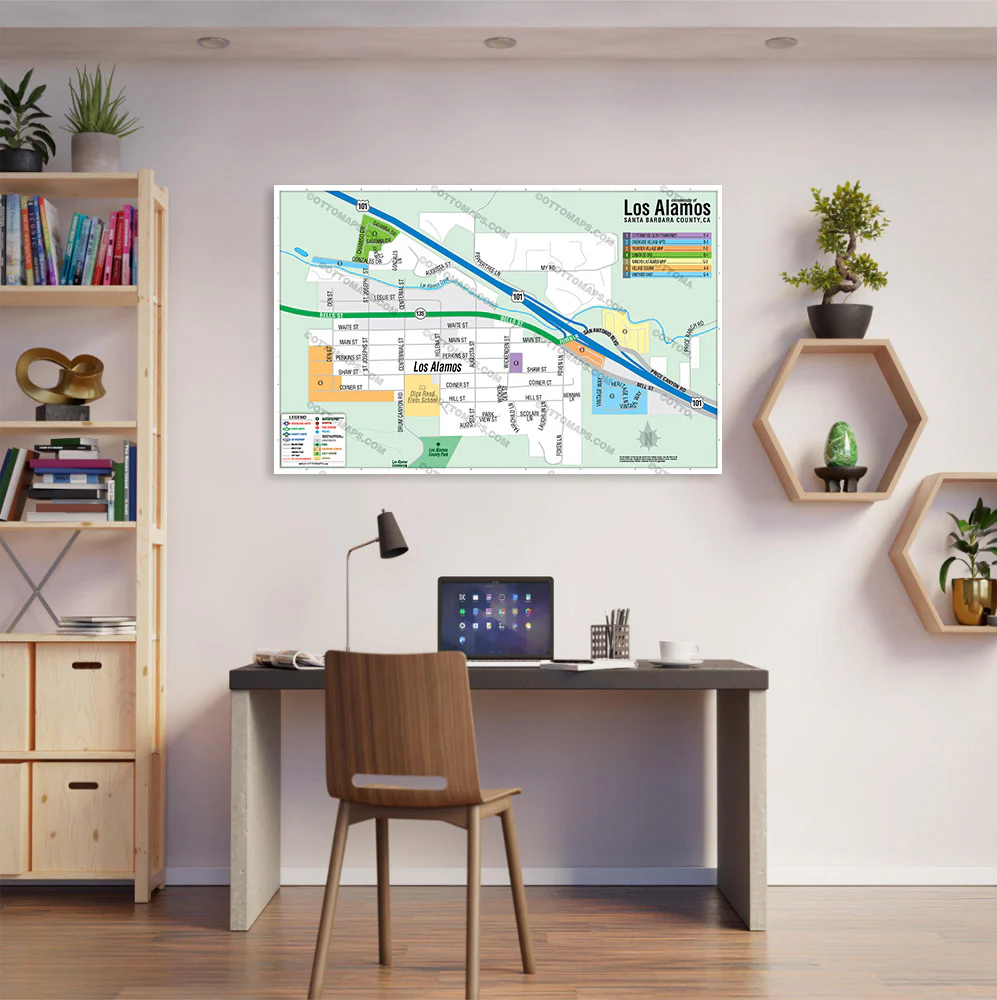 Los Alamos Map, Santa Barbara County, CA - POSTER PRINTS