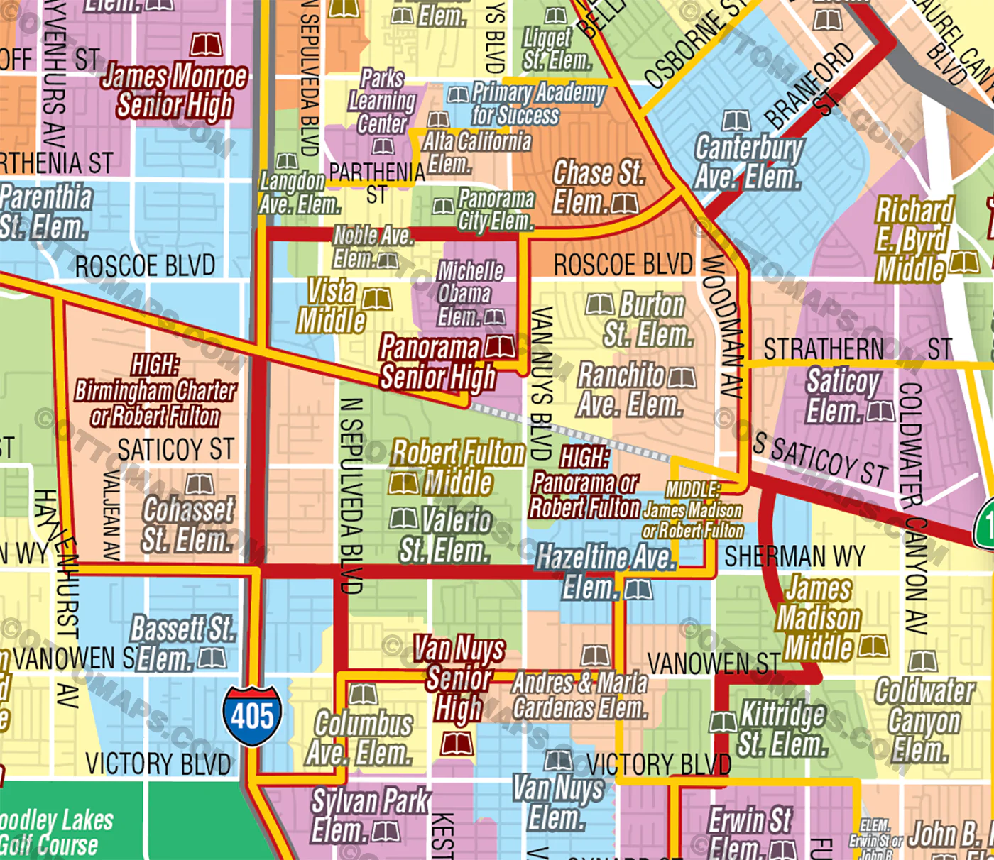 Los Angeles Unified School District Map - NORTH - FILES - PDF and AI Files, editable, vector, royalty free - Image 2