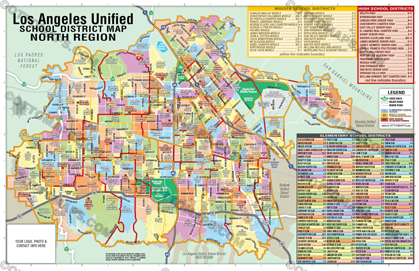 Los Angeles Unified School District Map - NORTH - FILES - PDF and AI Files, editable, vector, royalty free - Image 3