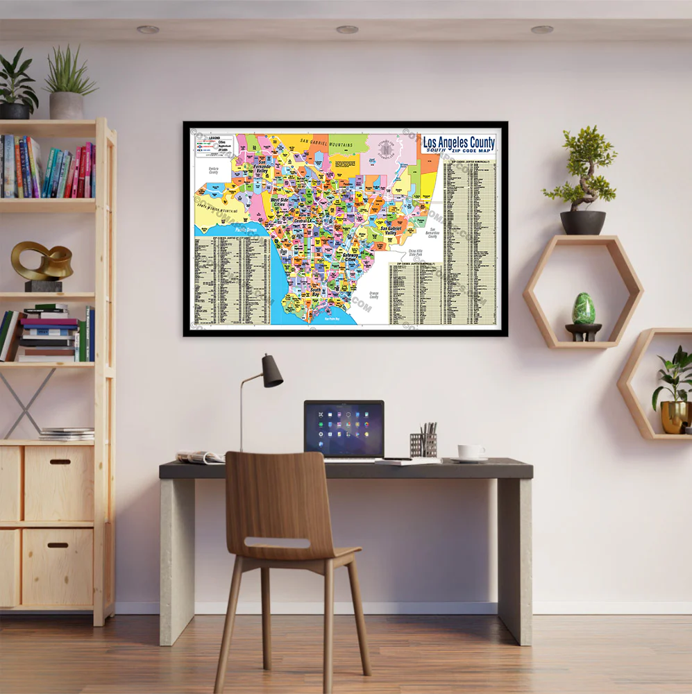 Southern Los Angeles County Zip Code Map (Zip Codes Colored) - POSTER PRINTS - Image 3