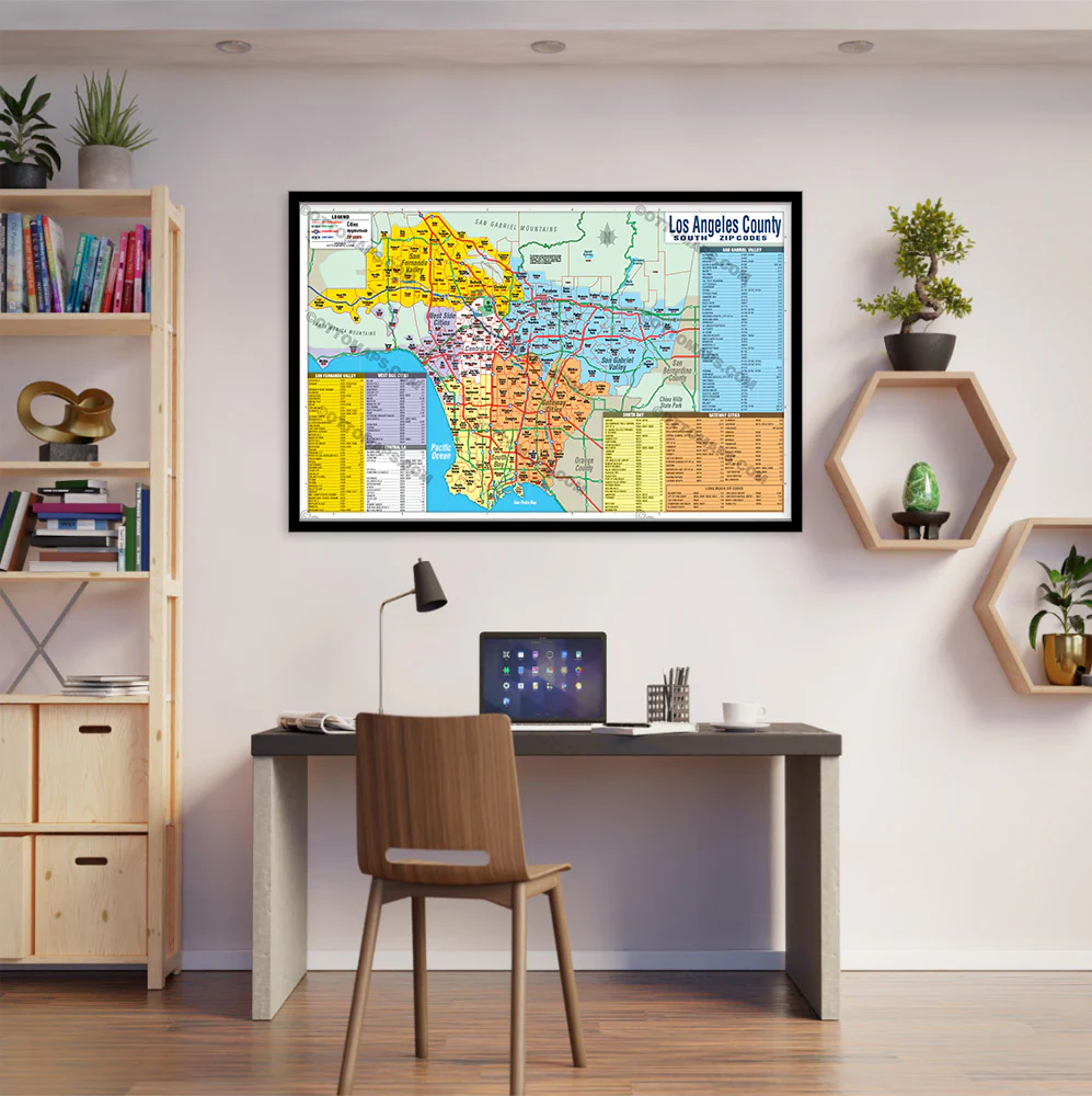 Southern Los Angeles County Zip Code Map (Regions Colored) - POSTER PRINTS - Image 3