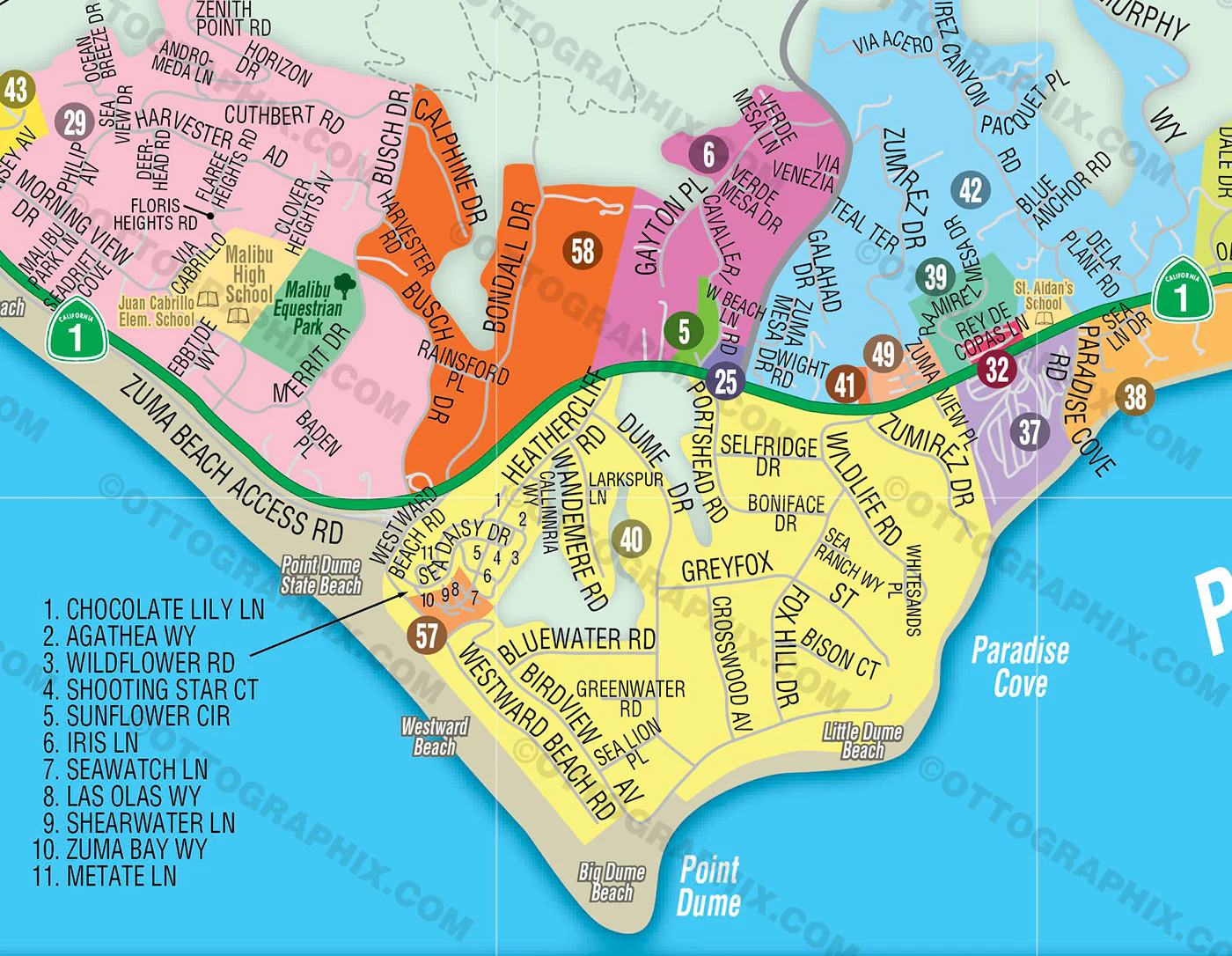 Malibu Map, Los Angeles County, CA - FILES - PDF and AI, editable, vector, royalty free - Image 2