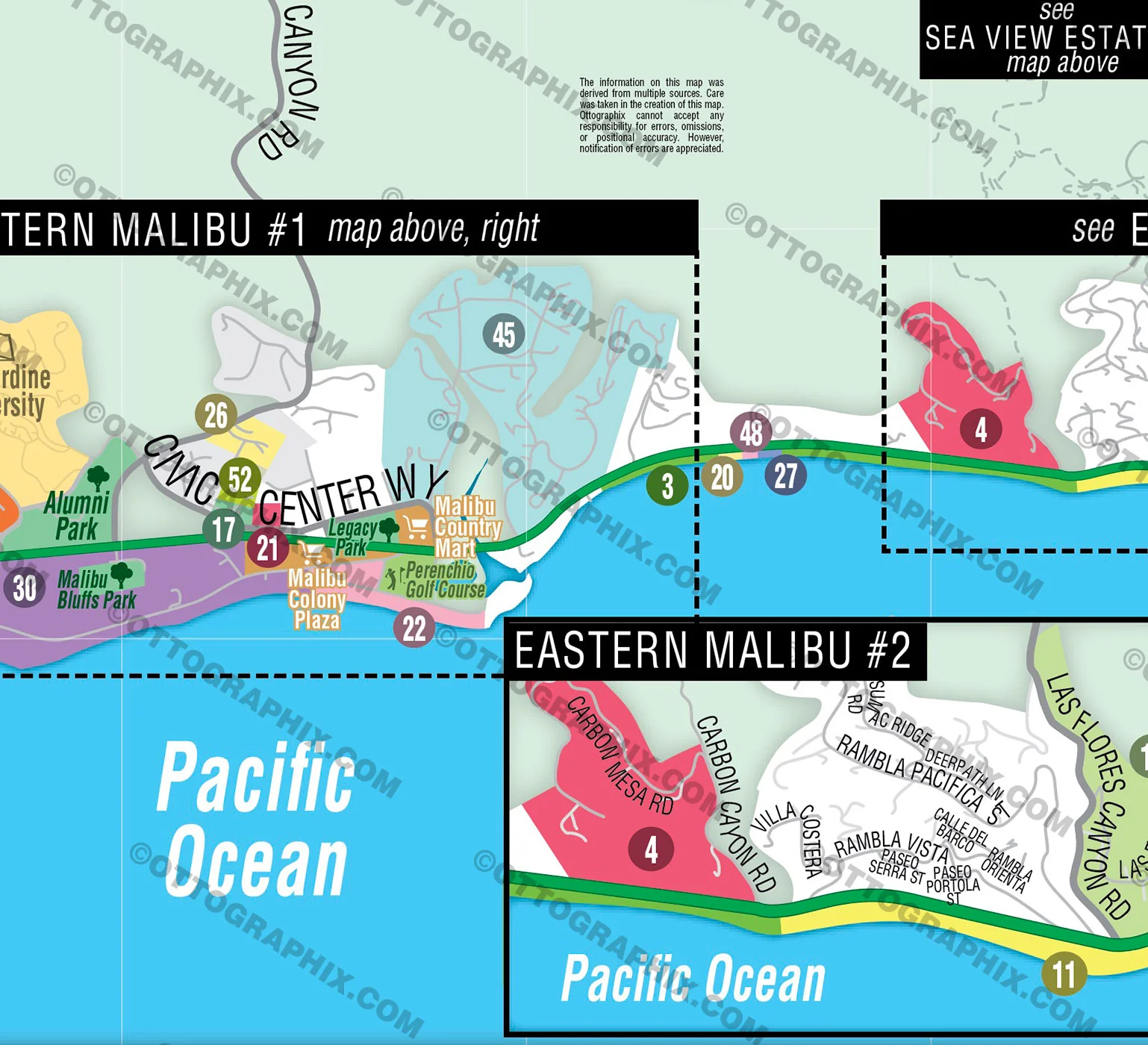 Malibu Map - EAST, Los Angeles County, CA - FILES - PDF and AI, editable, vector, royalty free - Image 2