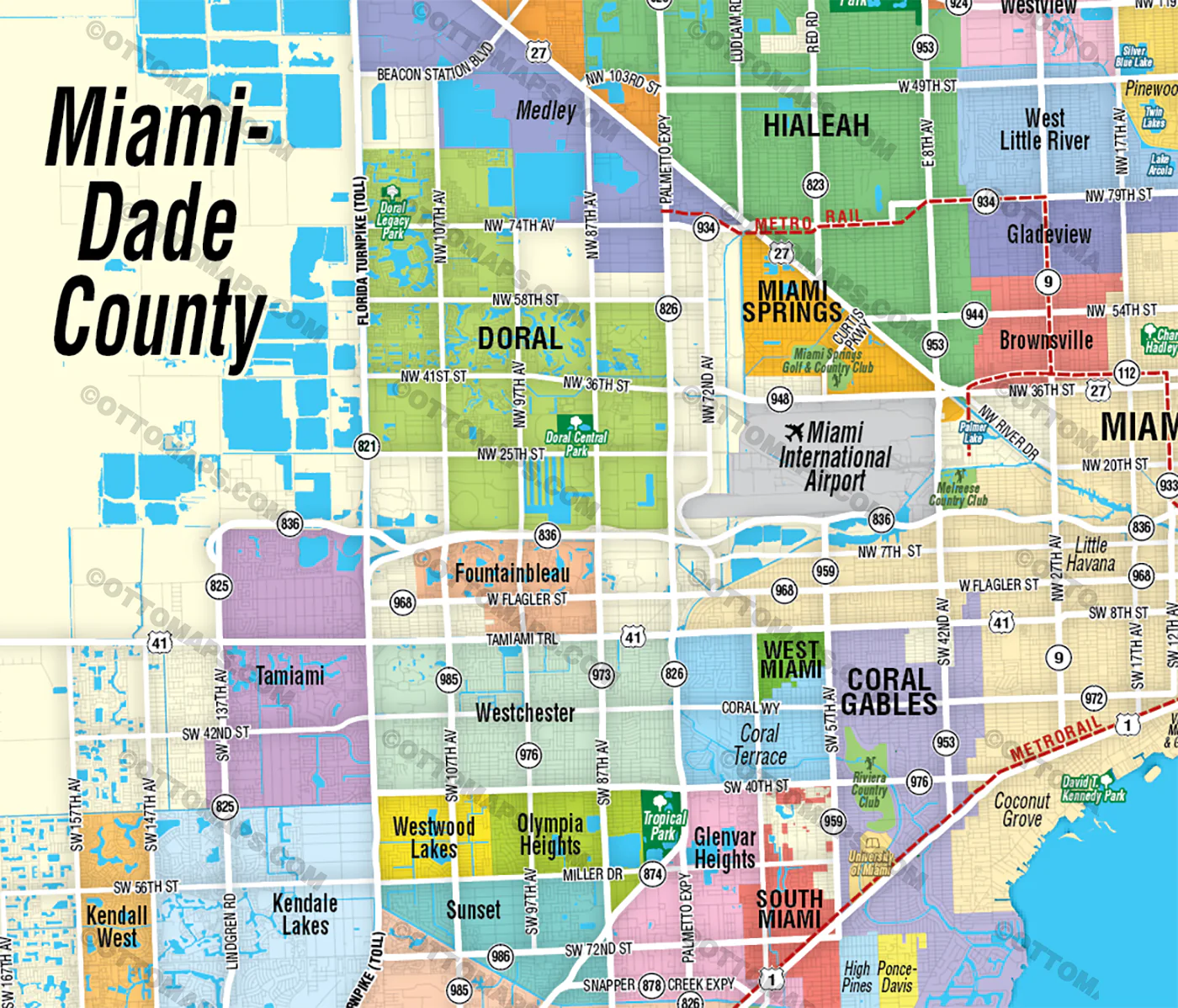Miami Dade County Map with Broward County Inset Map - FILES - PDF and AI - Image 2