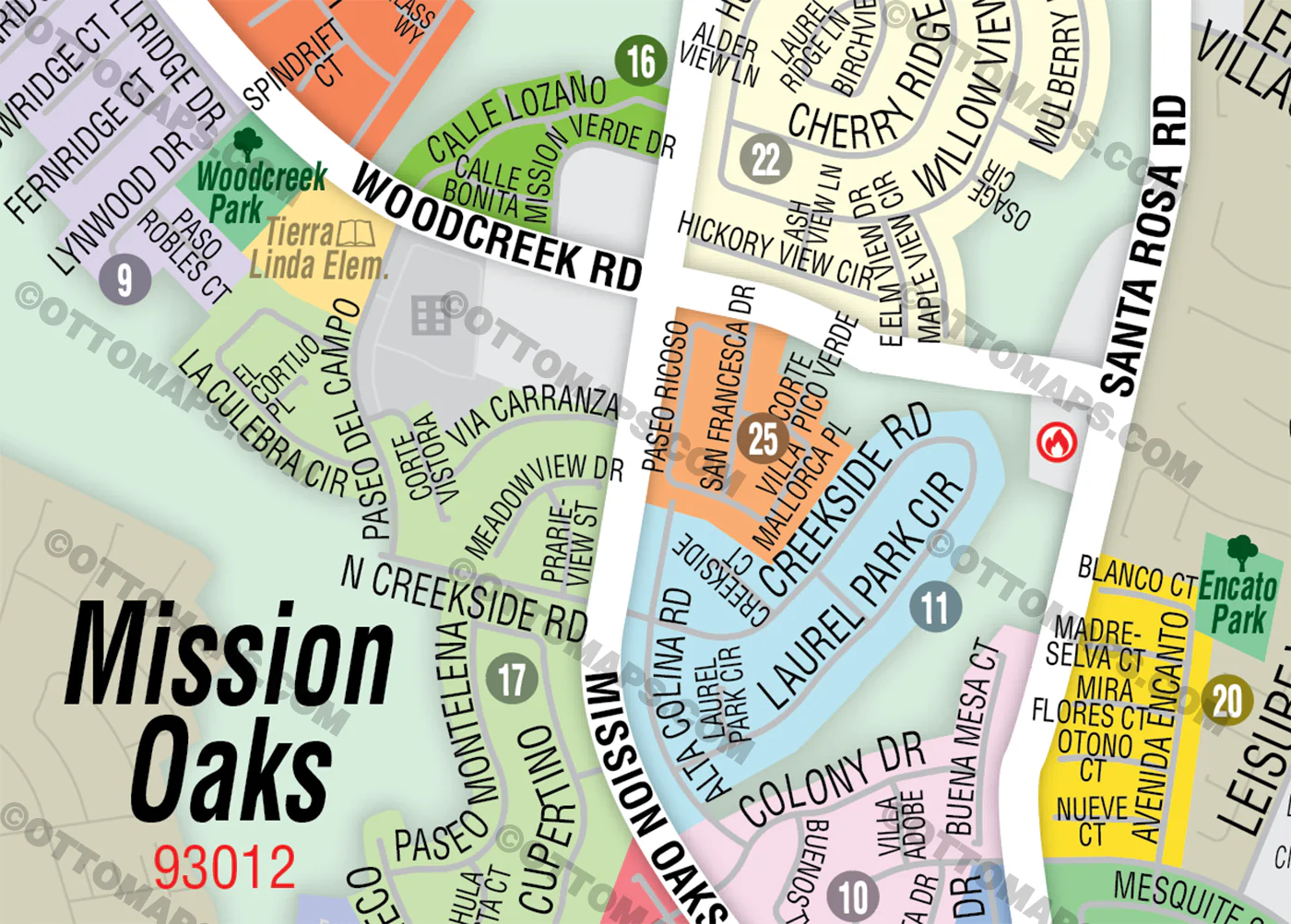 Mission Oaks Map, Camarillo, Ventura County - FILES - PDF and AI, editable, vector, royalty free - Image 2