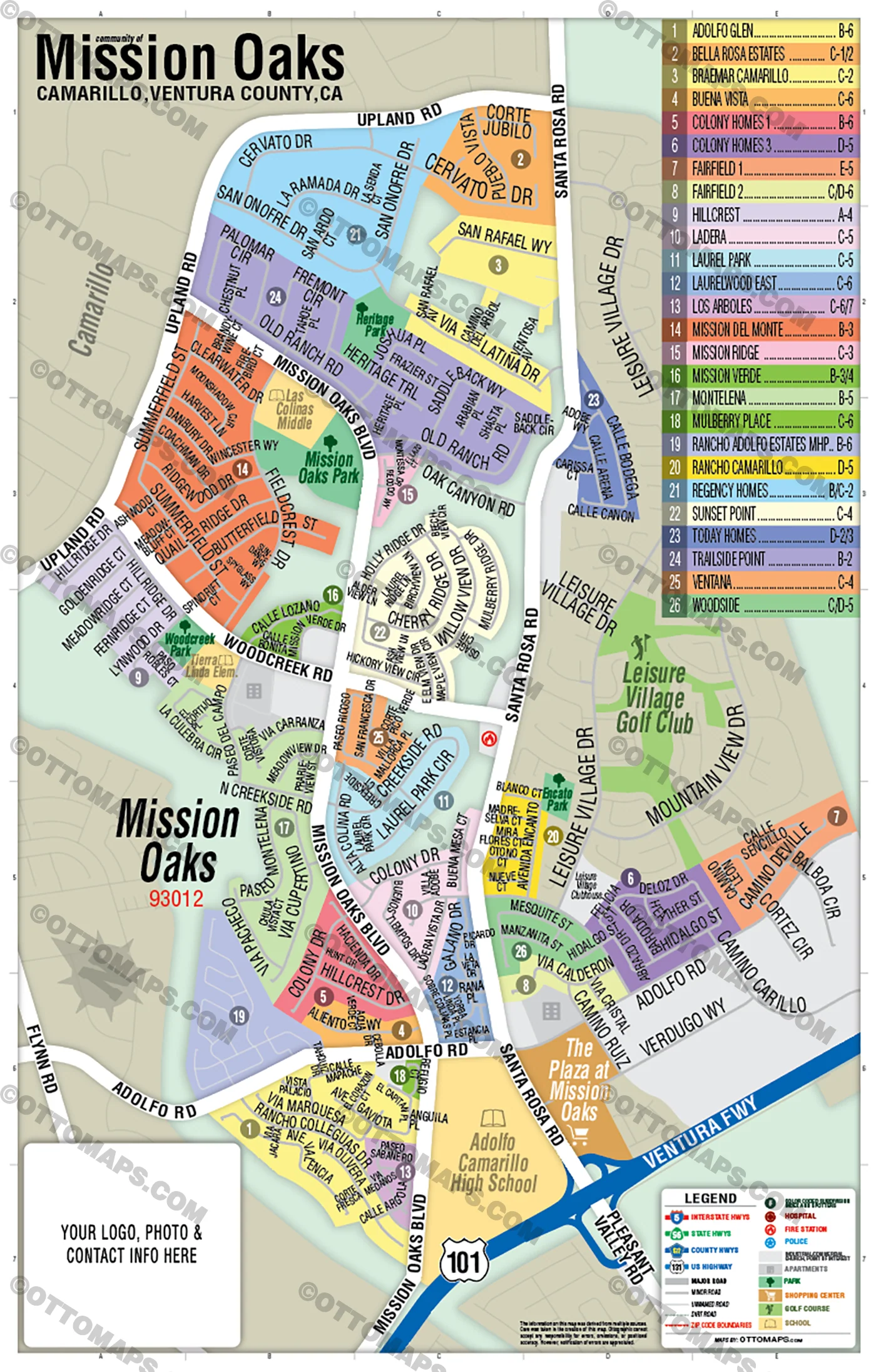 Mission Oaks Map, Camarillo, Ventura County - FILES - PDF and AI, editable, vector, royalty free - Image 3