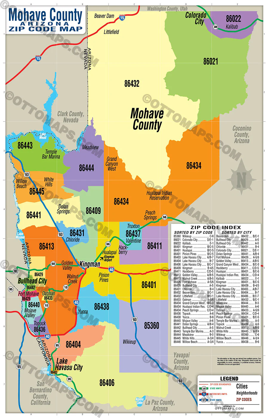 Mojave County Arizona Zip Code Map - FILES - PDF and AI, editable, vector, royalty free - Image 3